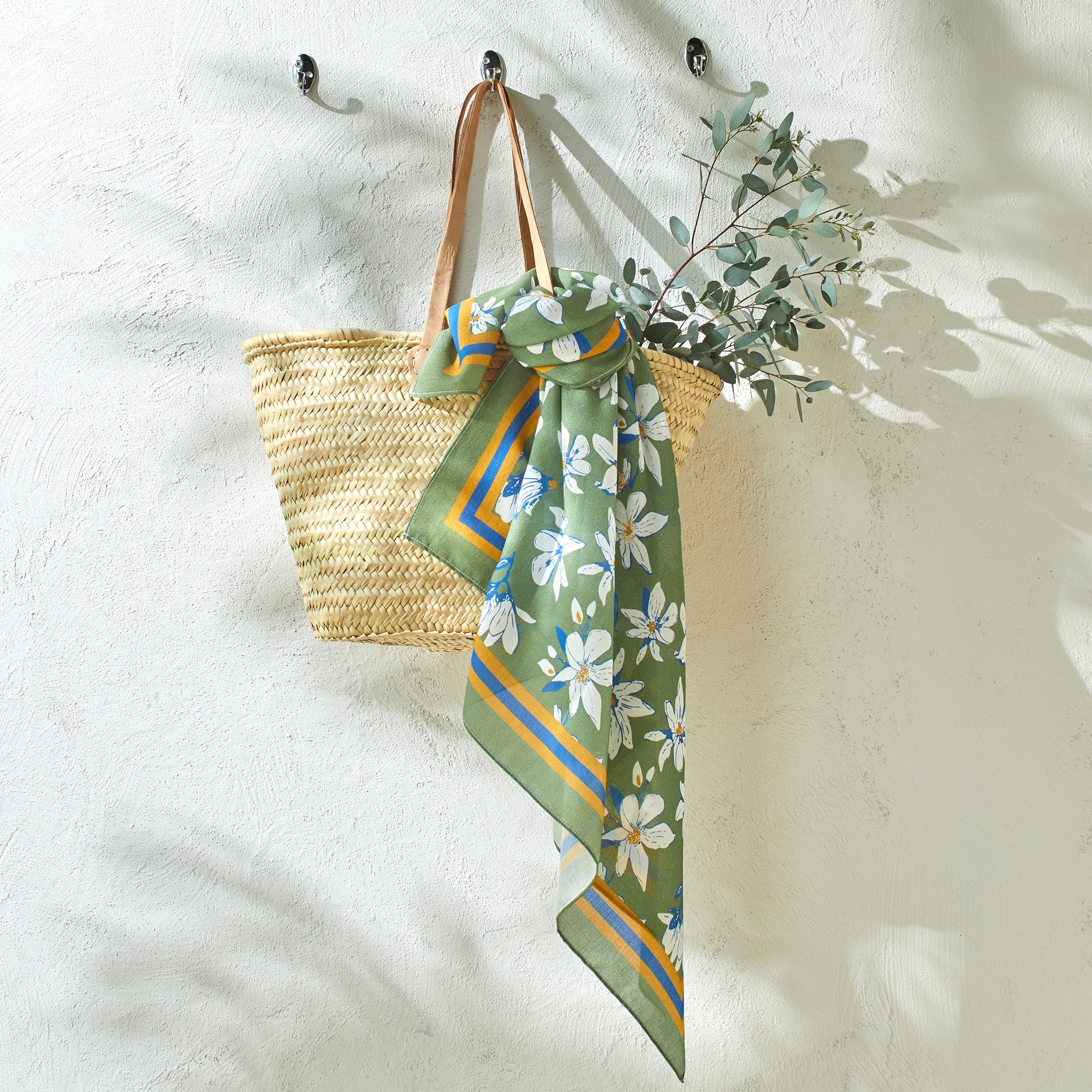 Foulard Fabriqué En France Imprimé Fleurs, 98x98 Cm, Coton Biologique(**) - Blancheporte