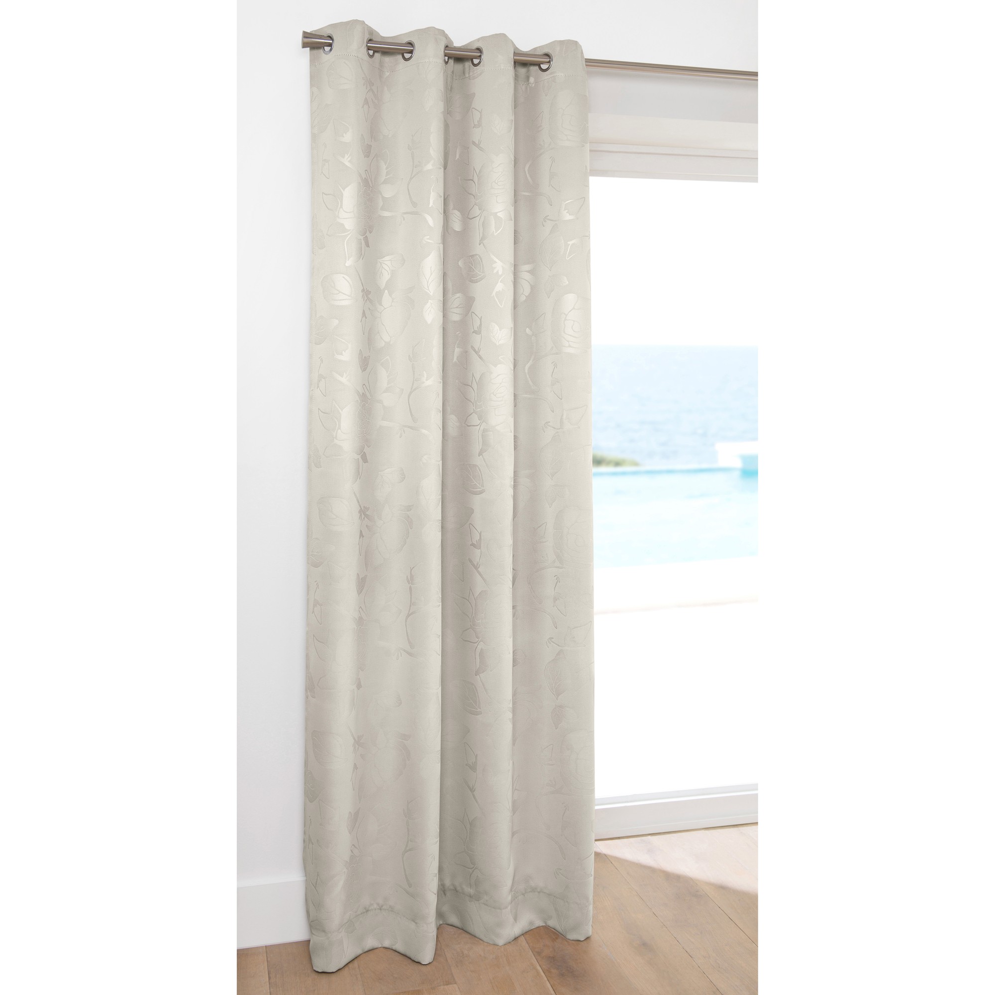 Rideau Occultant Damassé Dessin Floral Finition Oeillets - Colombine