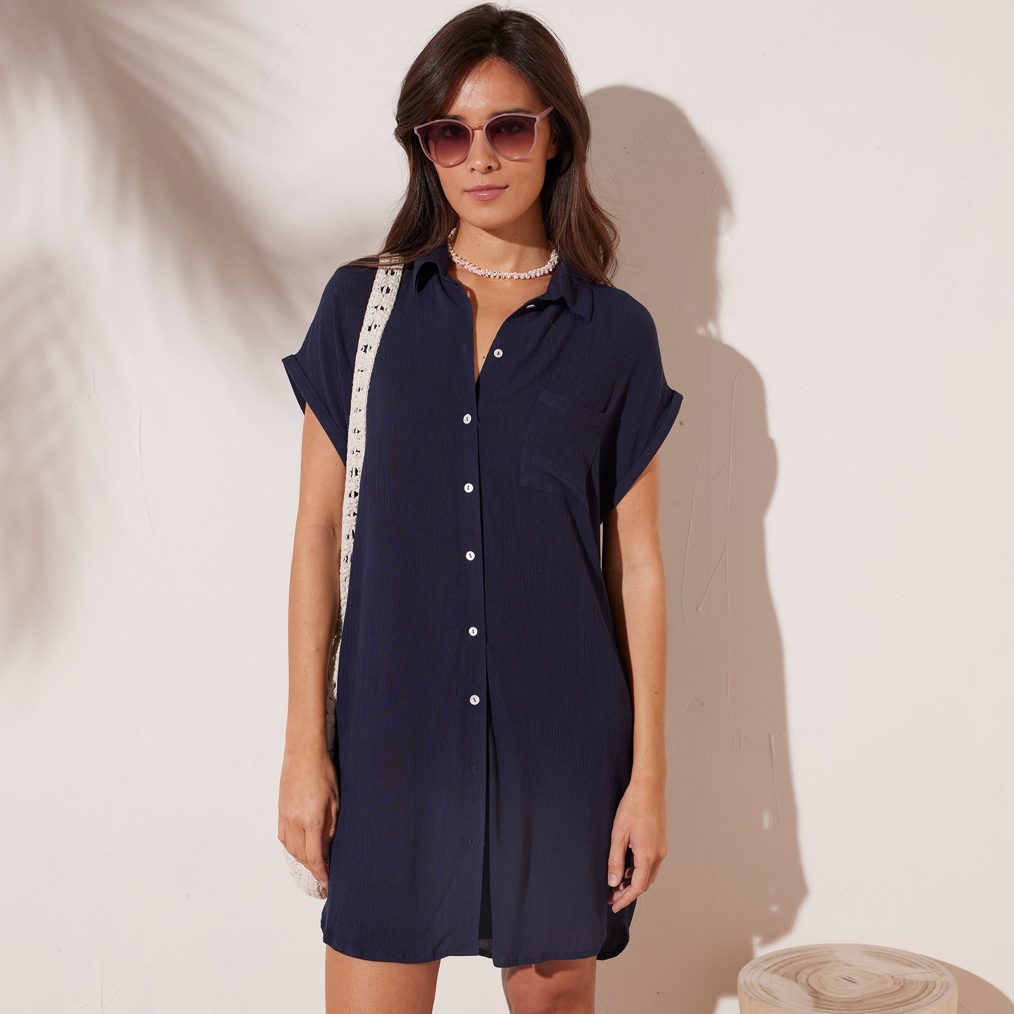 Robe De Plage Unie, Crépon - Blancheporte