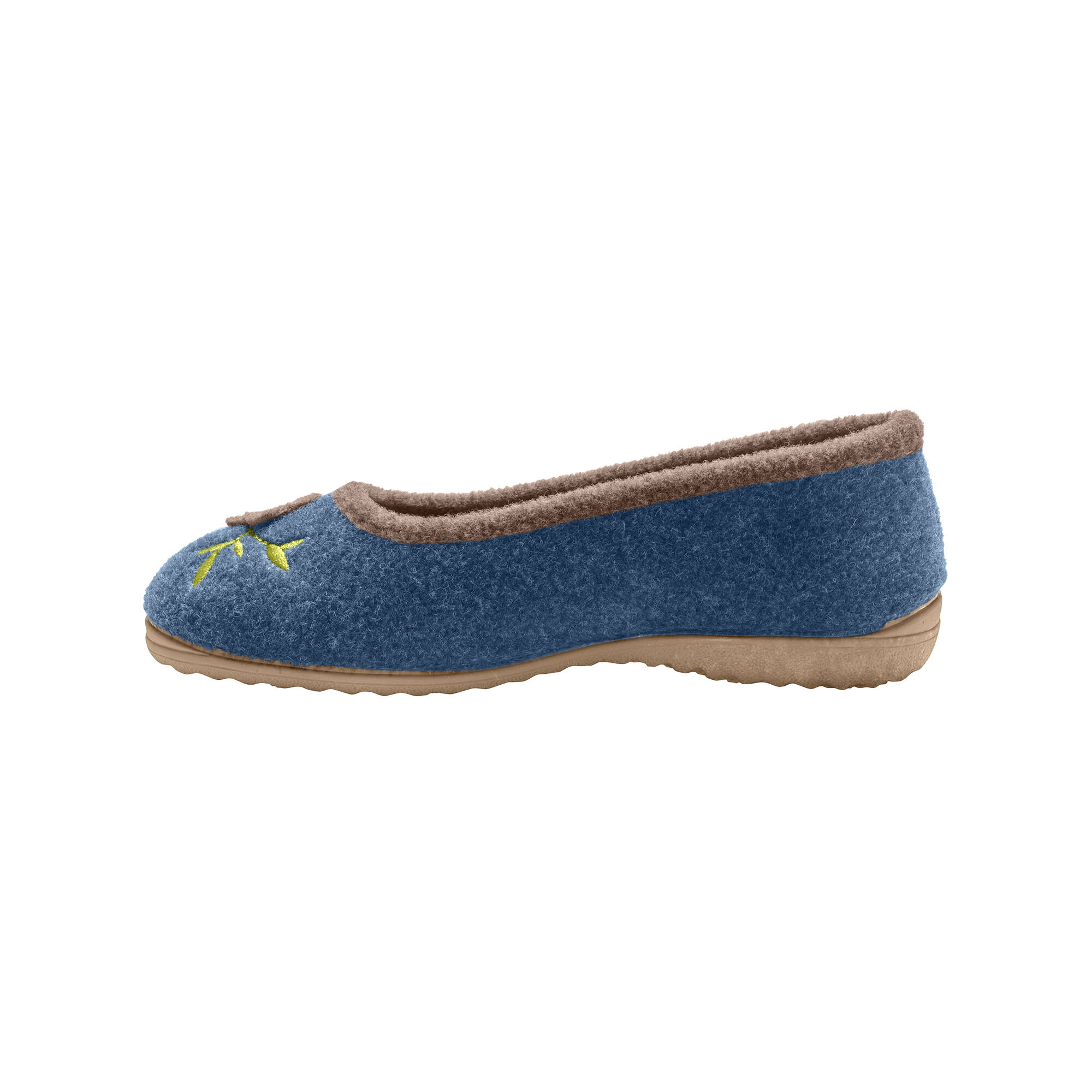 Chaussons ballerines feutrine avec fleur applique - Blancheporte 30 €
