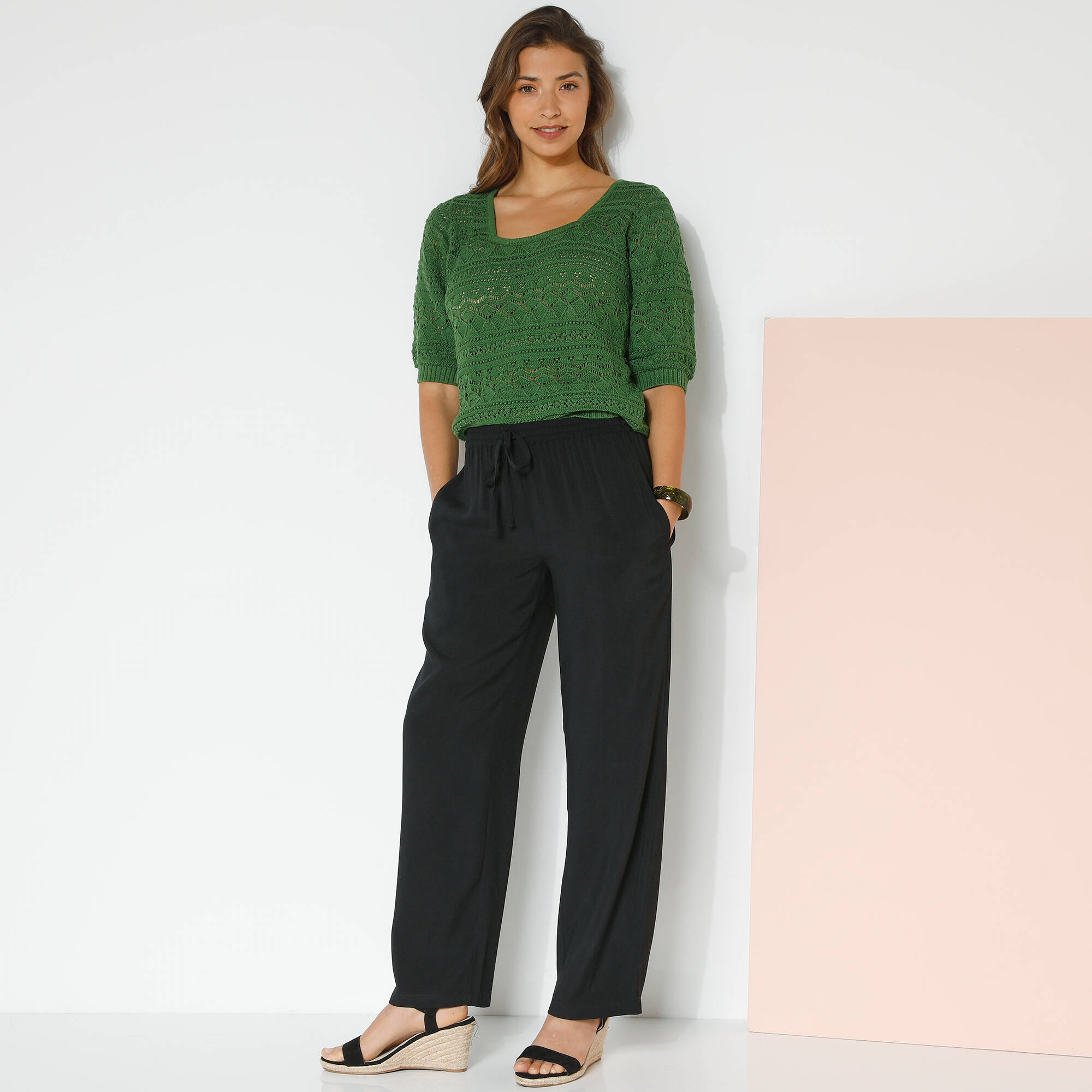 Pantalon large fluide uni - Blancheporte 22$