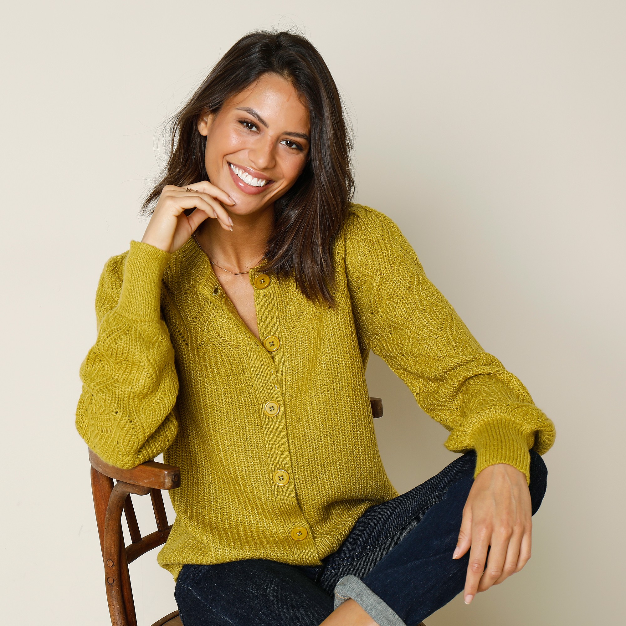 Cardigan Boutonné, Maille Fantaisie - Blancheporte