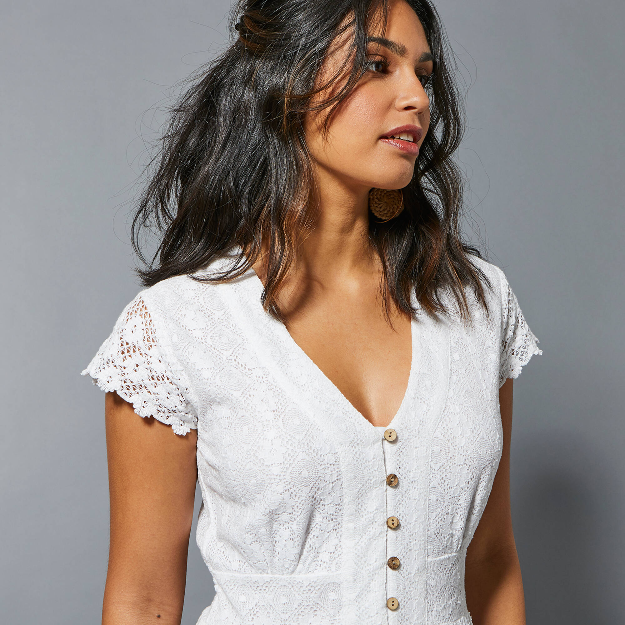 Robe longue dentelle macram - Blancheporte 50 €