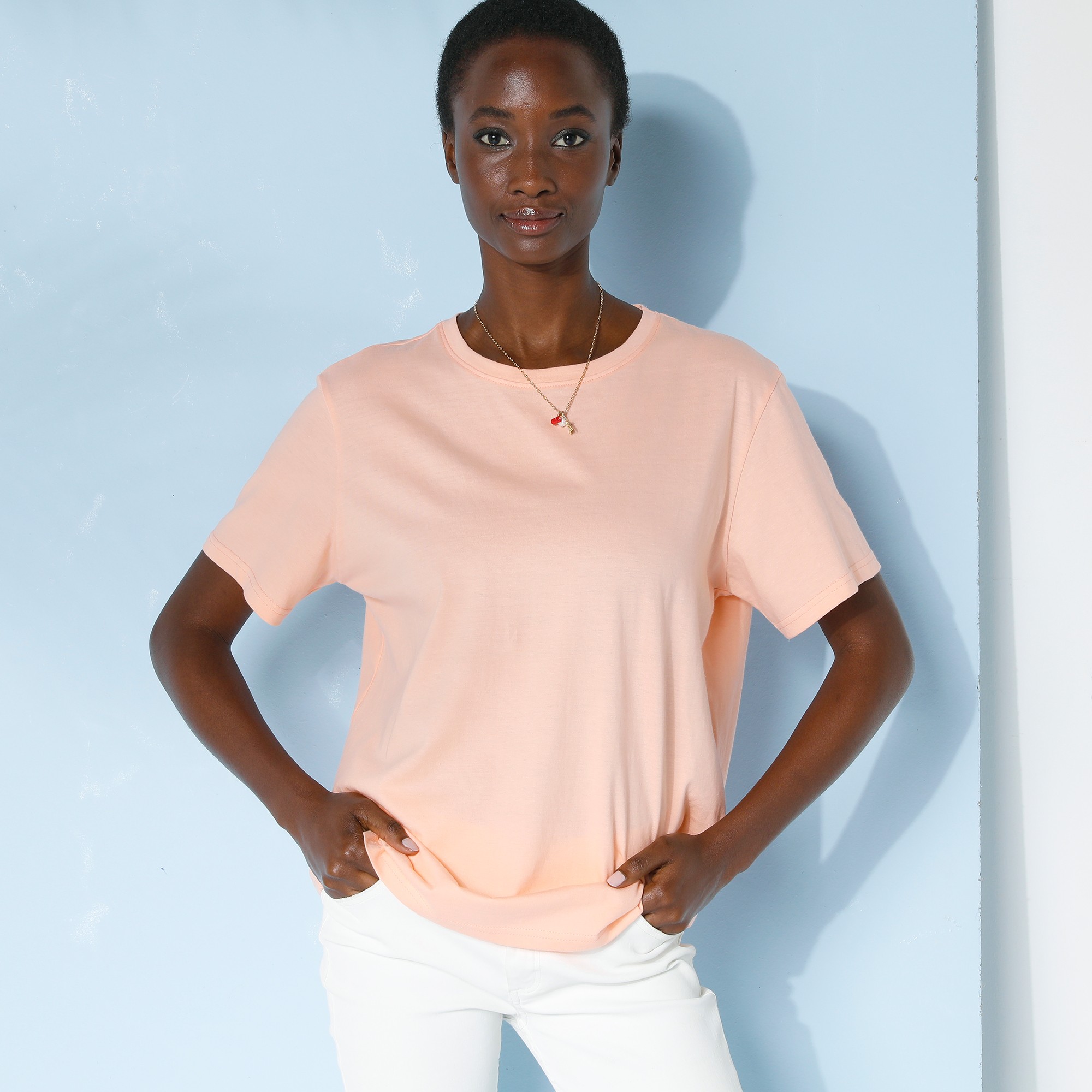 T-shirt loose En Coton, Uni - Blancheporte