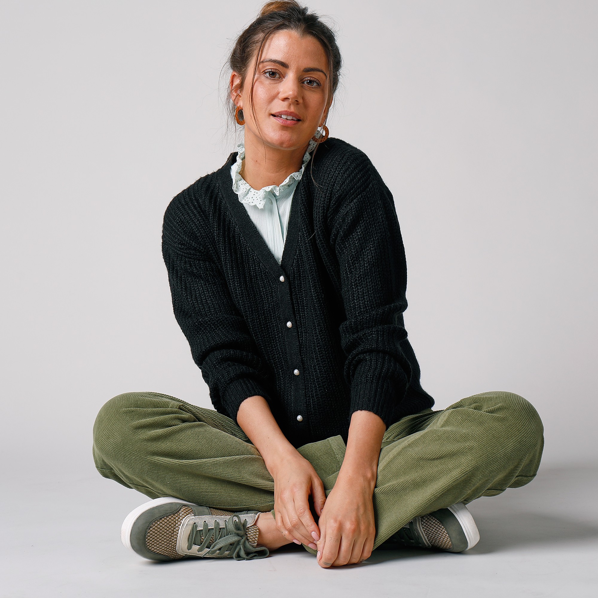 Gilet Col V Boutonné, Maille Anglaise - Blancheporte