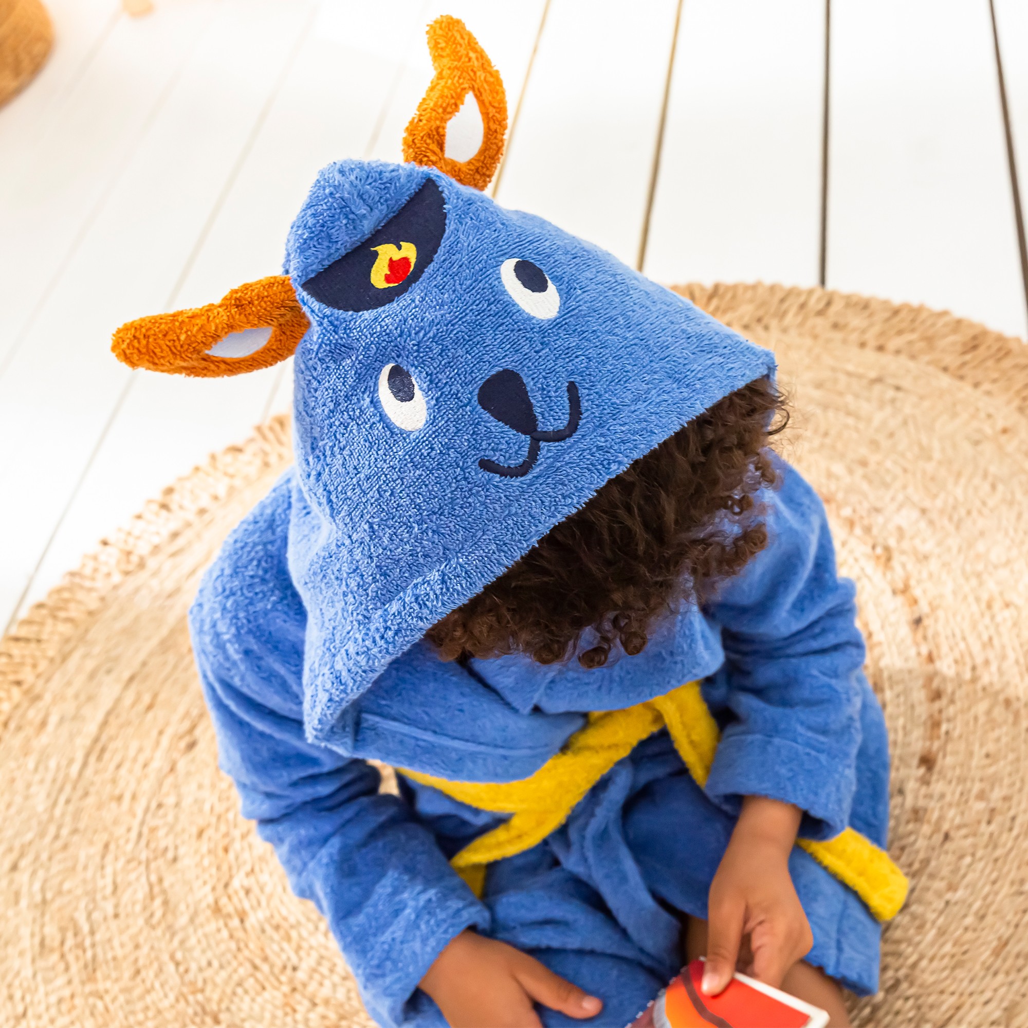Peignoir de bain enfant Pin pon capuche ponge coton 380g m2