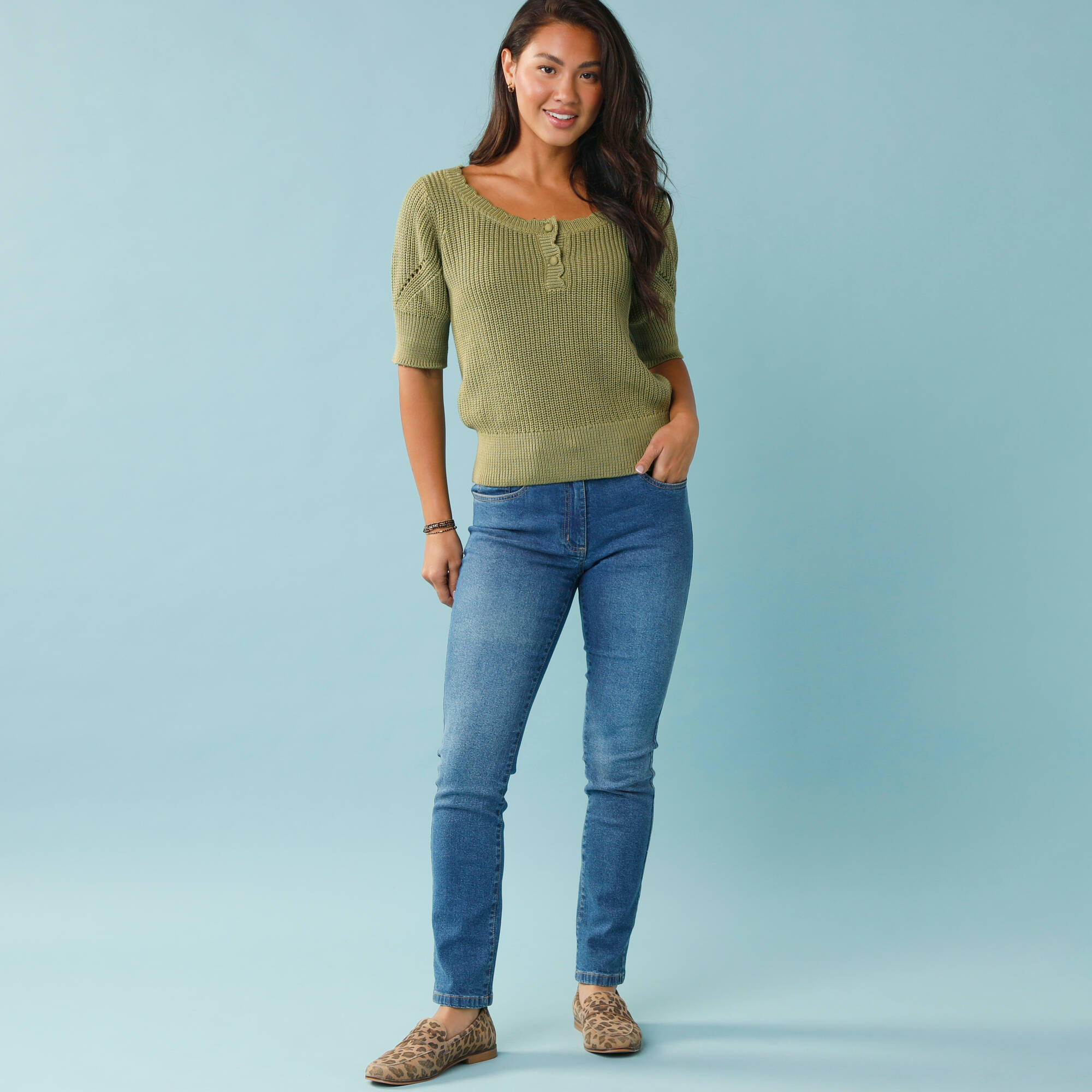Pull Spcial Petites col rond boutonn - Blancheporte 15 €