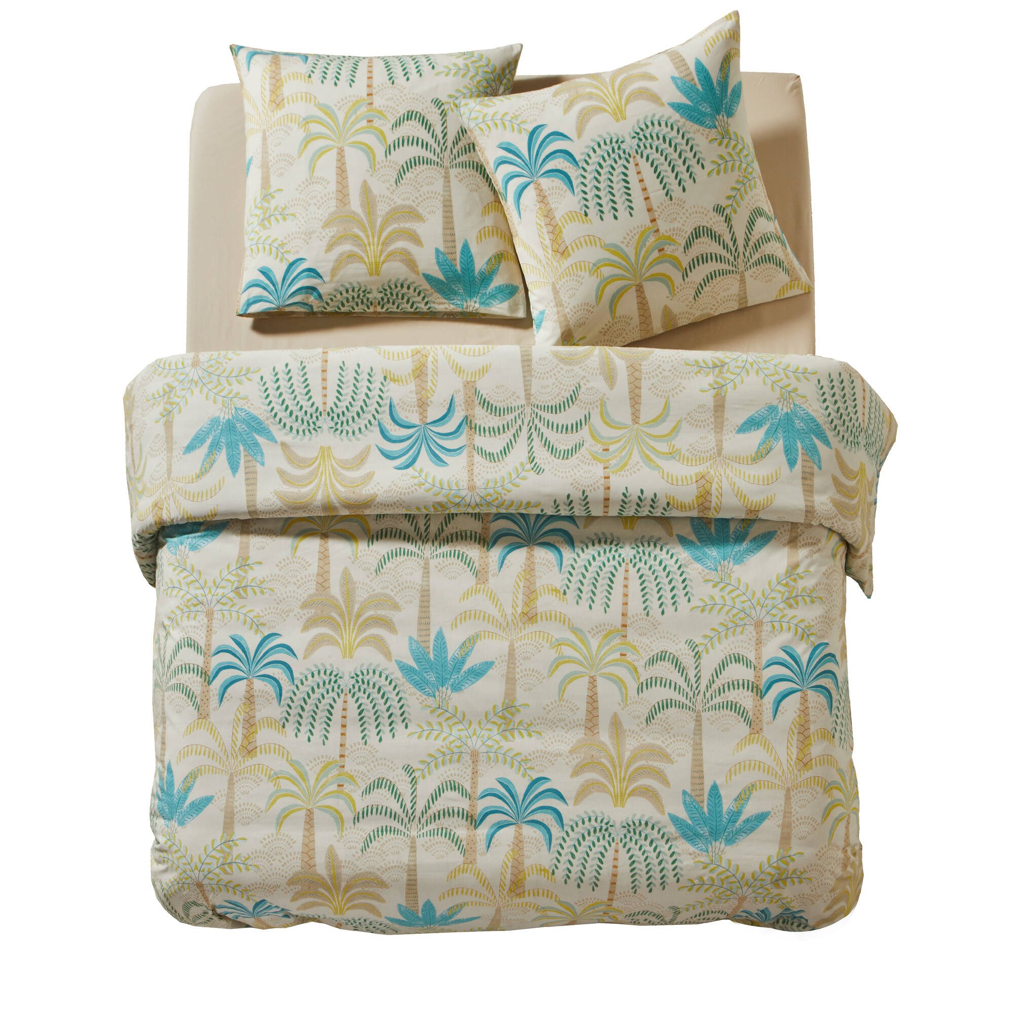 Parure de lit Palmeraie imprimée palmiers en coton - Blancheporte