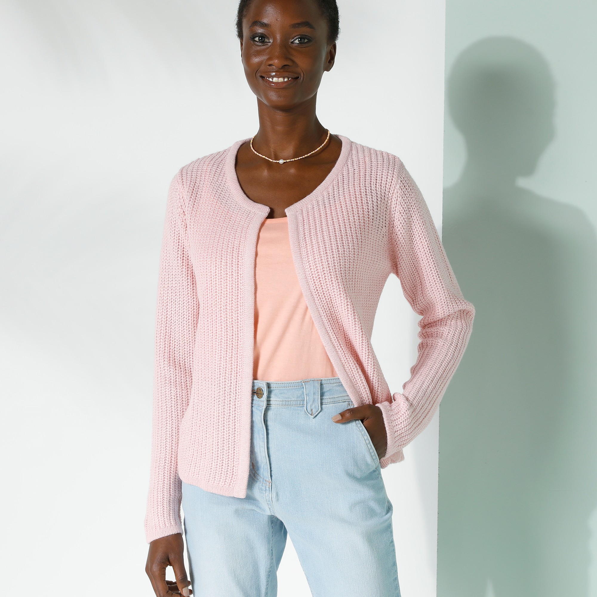 Gilet Paletot Fils Dorés, Maille Anglaise Toucher Mohair - Blancheporte