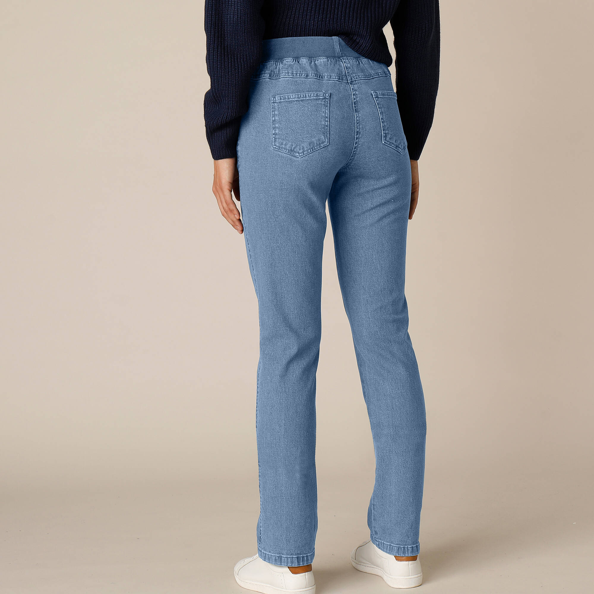 Jean droit ultra confort taille elastiquee BLEACHED FONCE Blancheporte