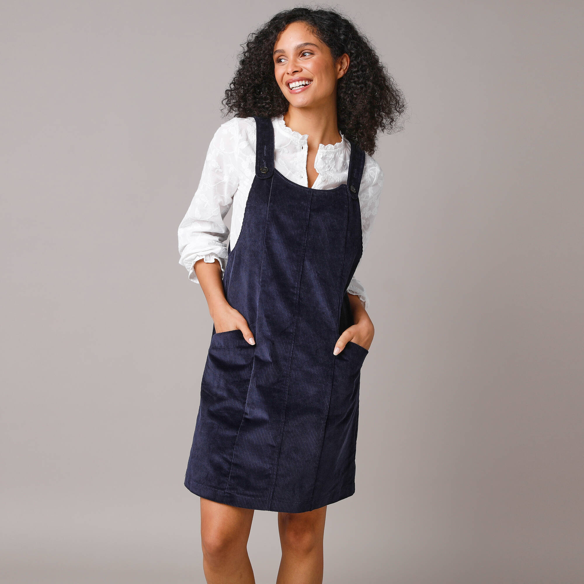 Robe chasuble évasée, velours côtelé, marine Blancheporte