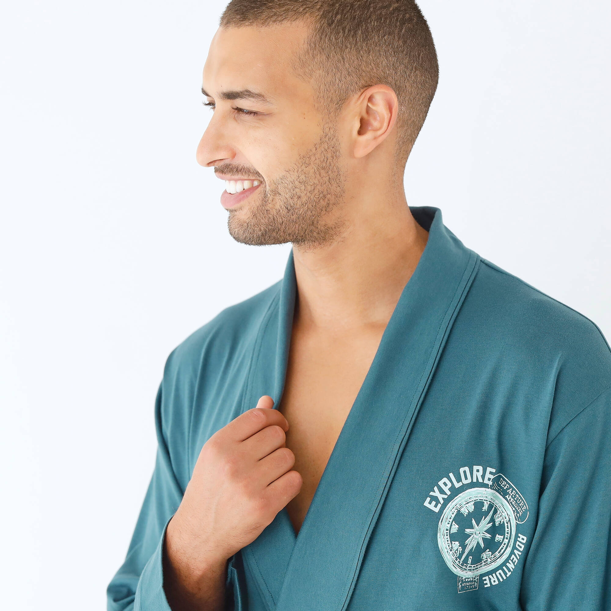 Robe de chambre courte unie avec motif - Blancheporte 30$