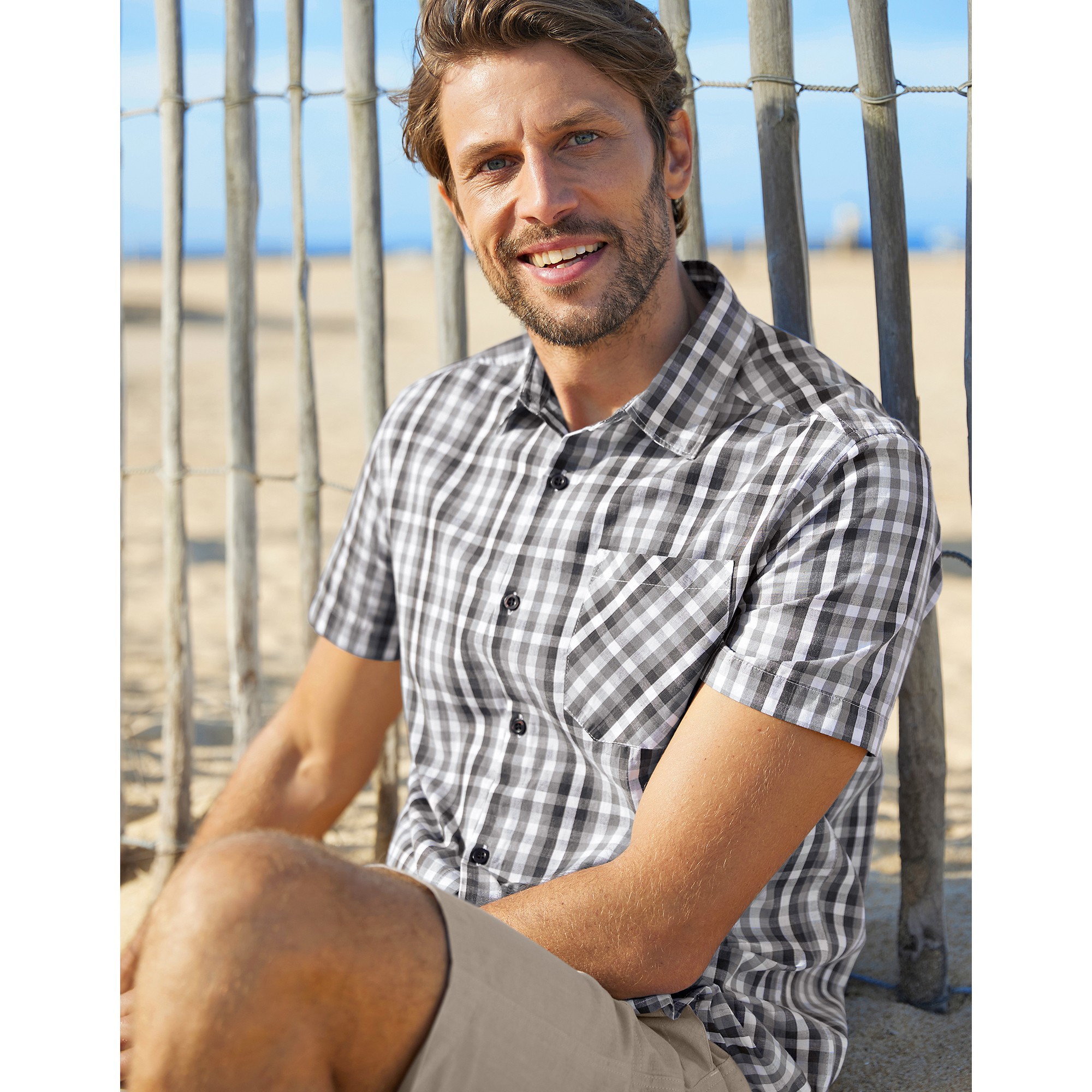 Chemise À Carreaux Manches Courtes Polycoton - Blancheporte