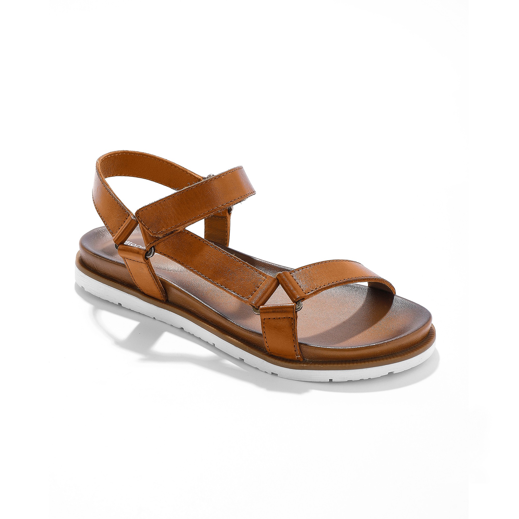 Sandales Scratchées Largeur Confort En Cuir Style Rando Certifié Lwg - Blancheporte