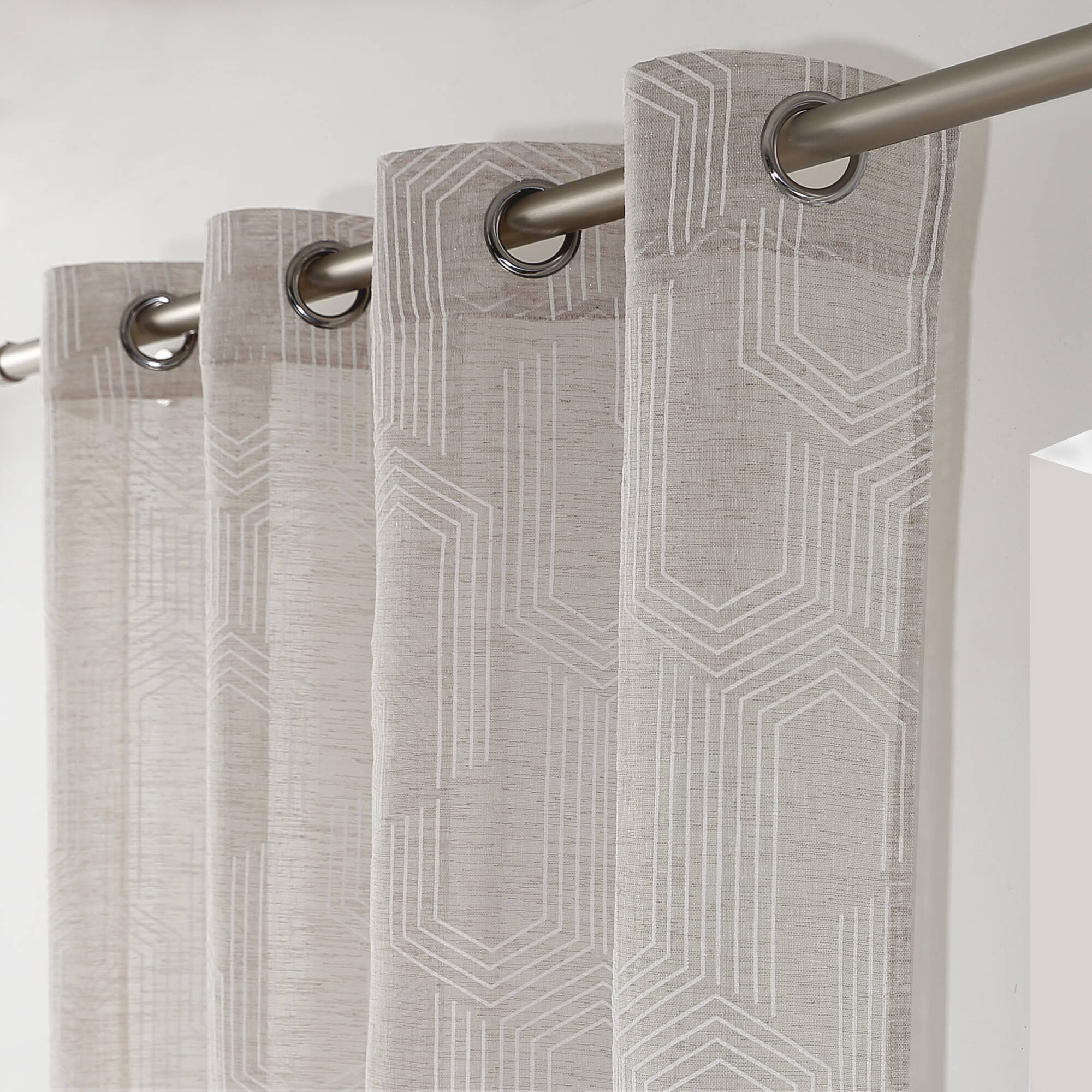 Voilage Motif Géométrique - Finition Œillets - Blancheporte