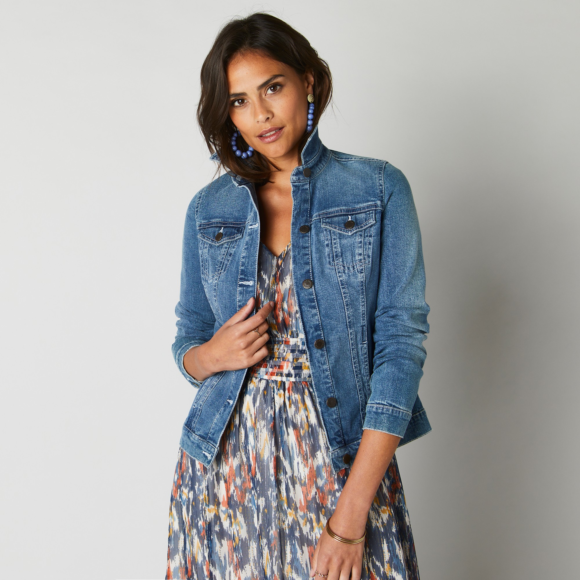 Veste brodee en jean bleached Blancheporte