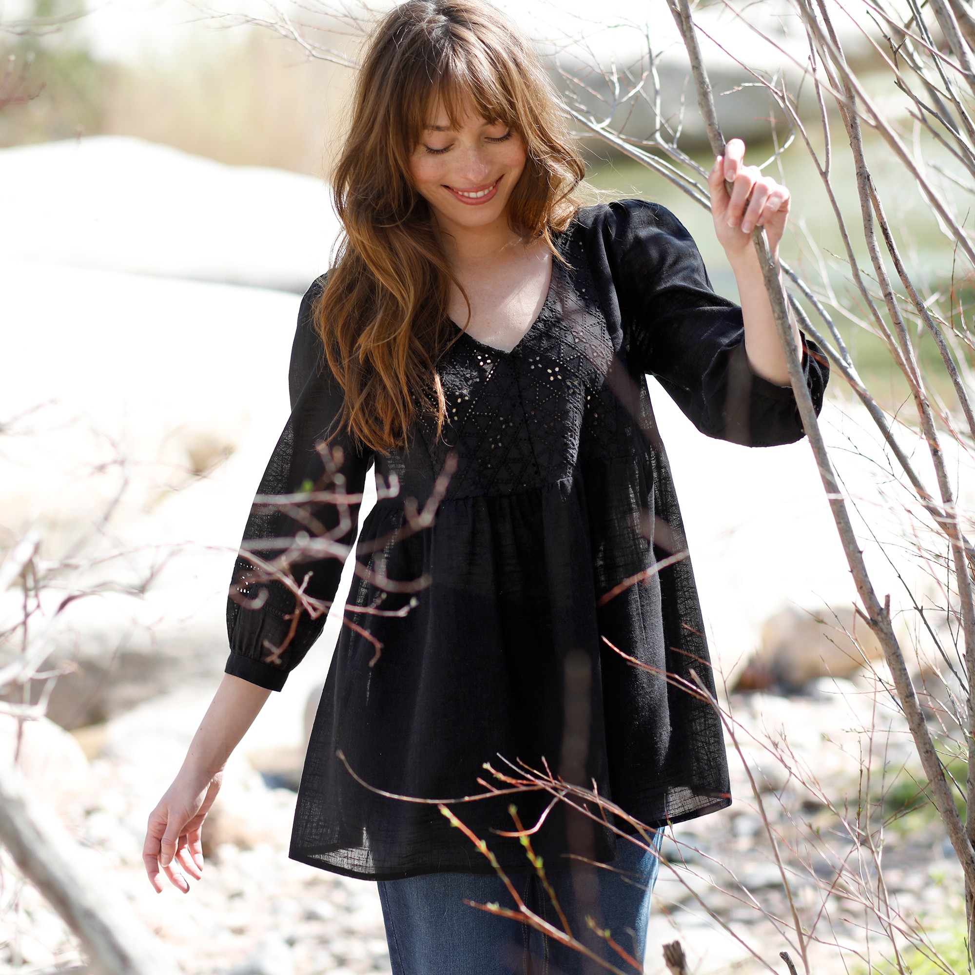 Blouse Plastron Broderie Anglaise - Blancheporte