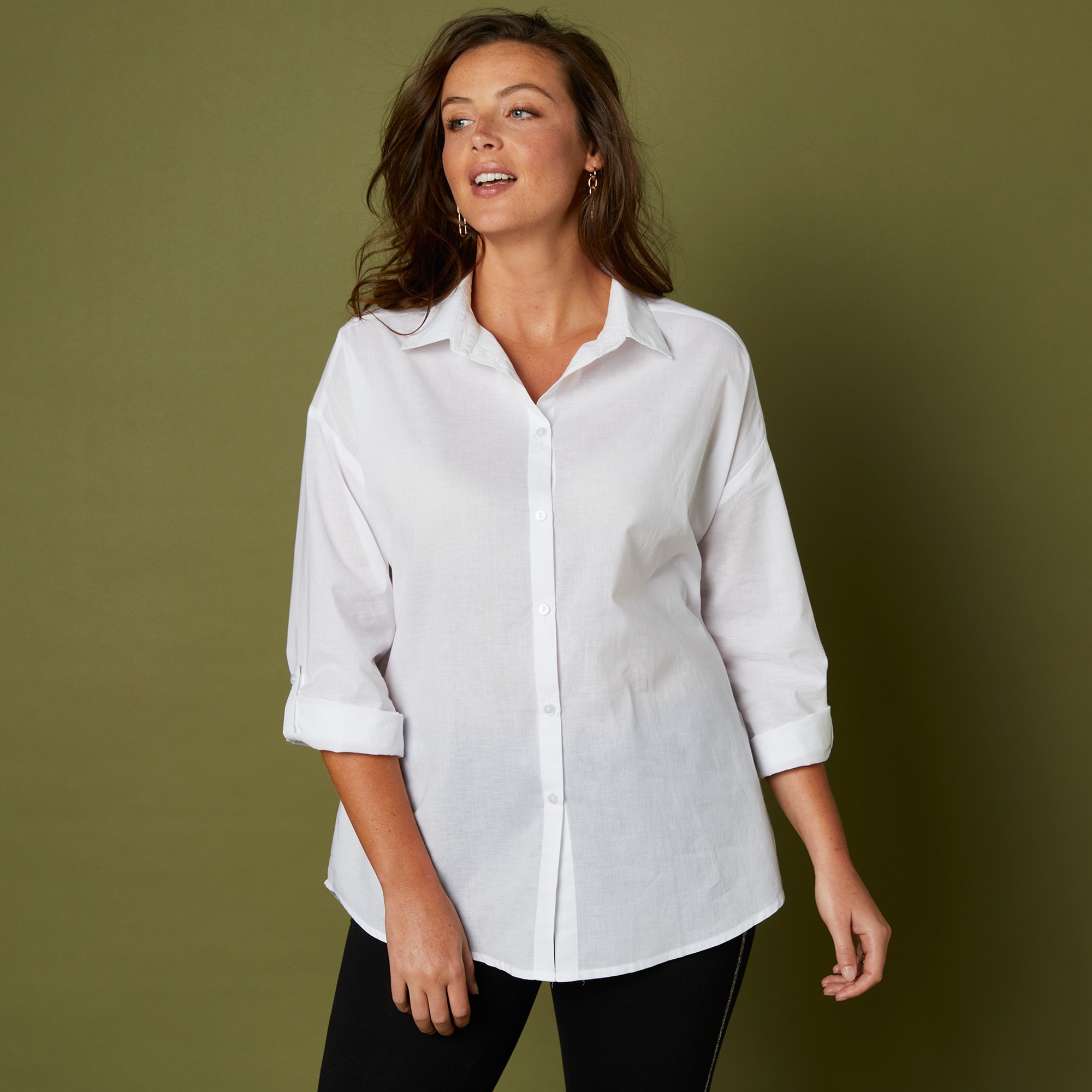 Chemise Longue Unie Boutonnée - Blancheporte