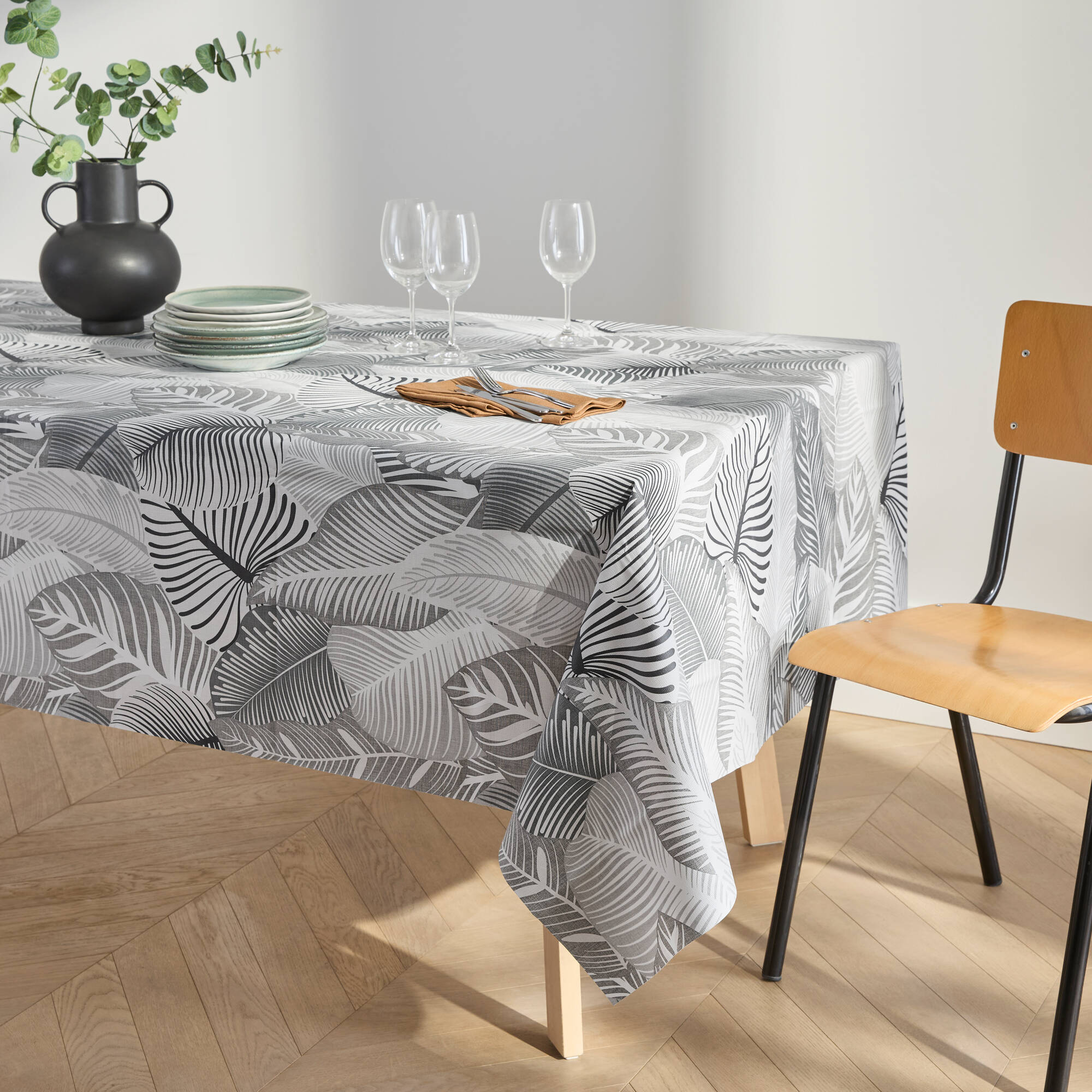Nappe toile cirée imprimé grandes feuilles - Blancheporte