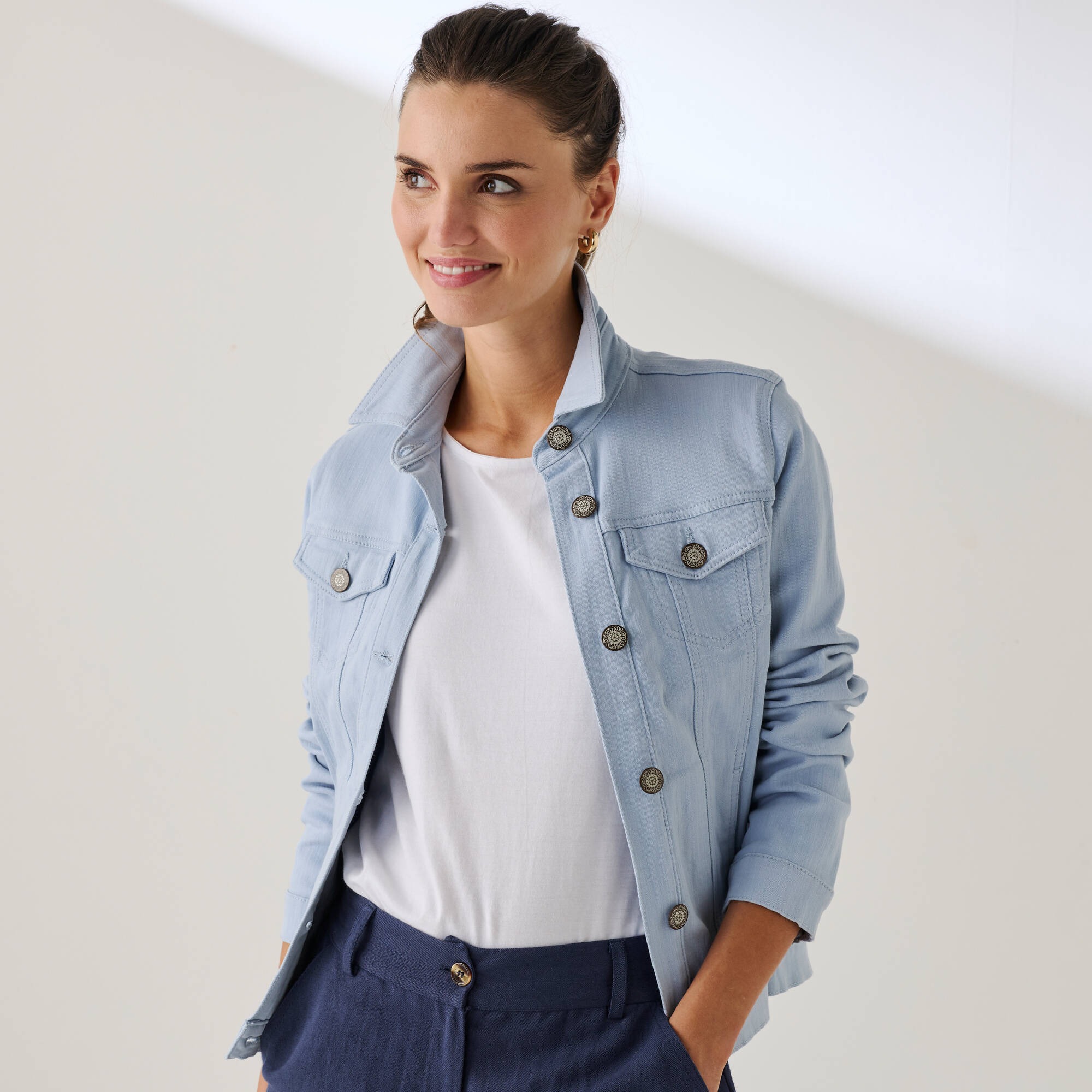 Veste boutonnée en jean - Blancheporte