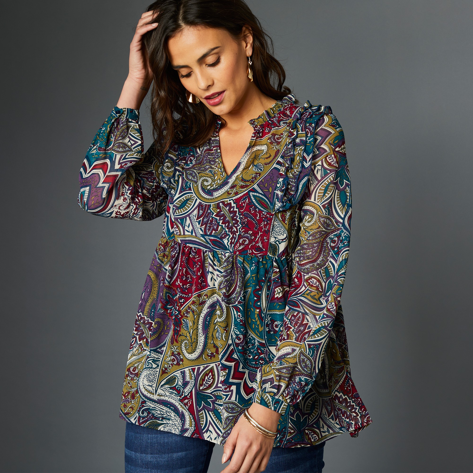 Blouse Imprimée À Volants - Lora Zellini