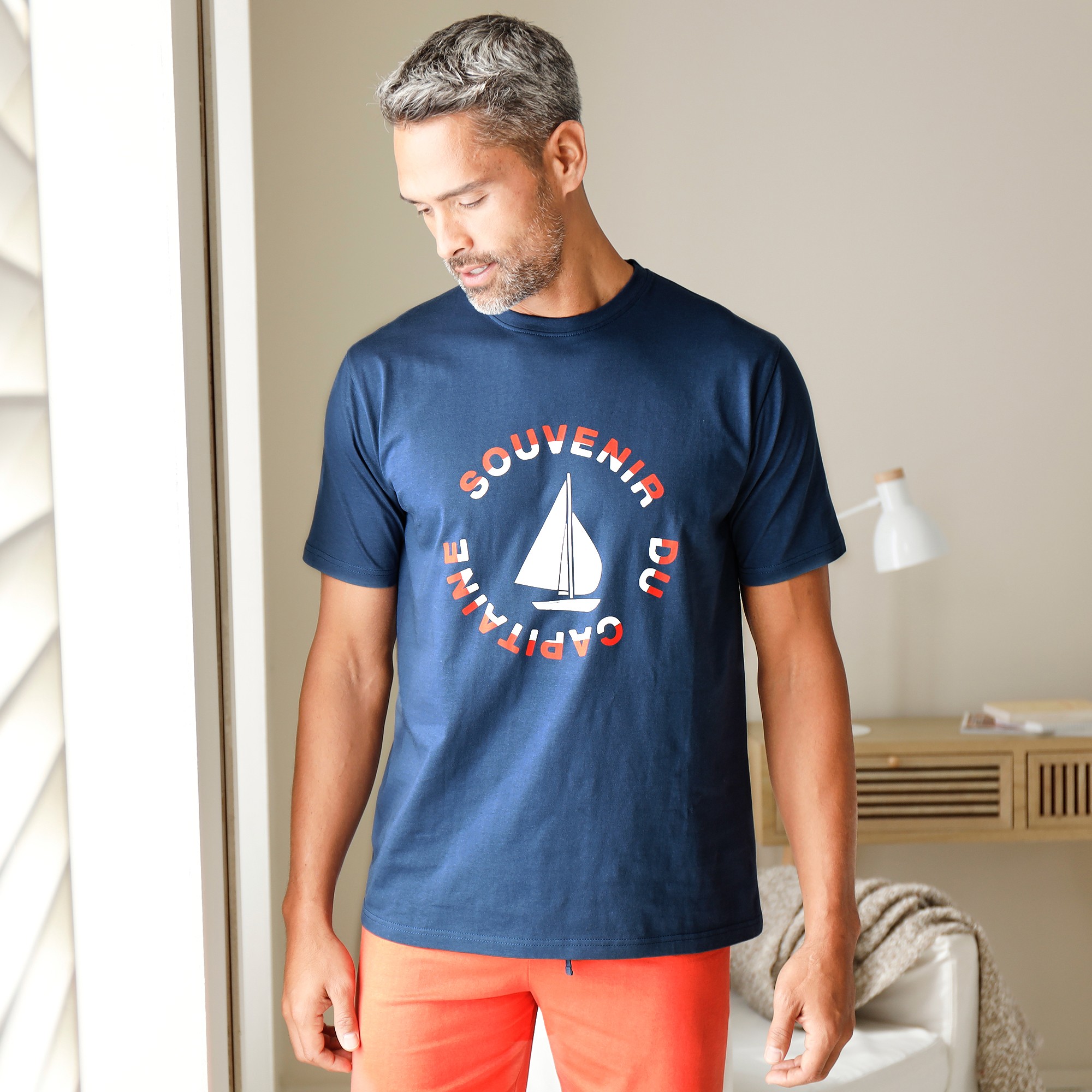 T-shirt De Pyjama Manches Courtes Motif Bateau - Blancheporte