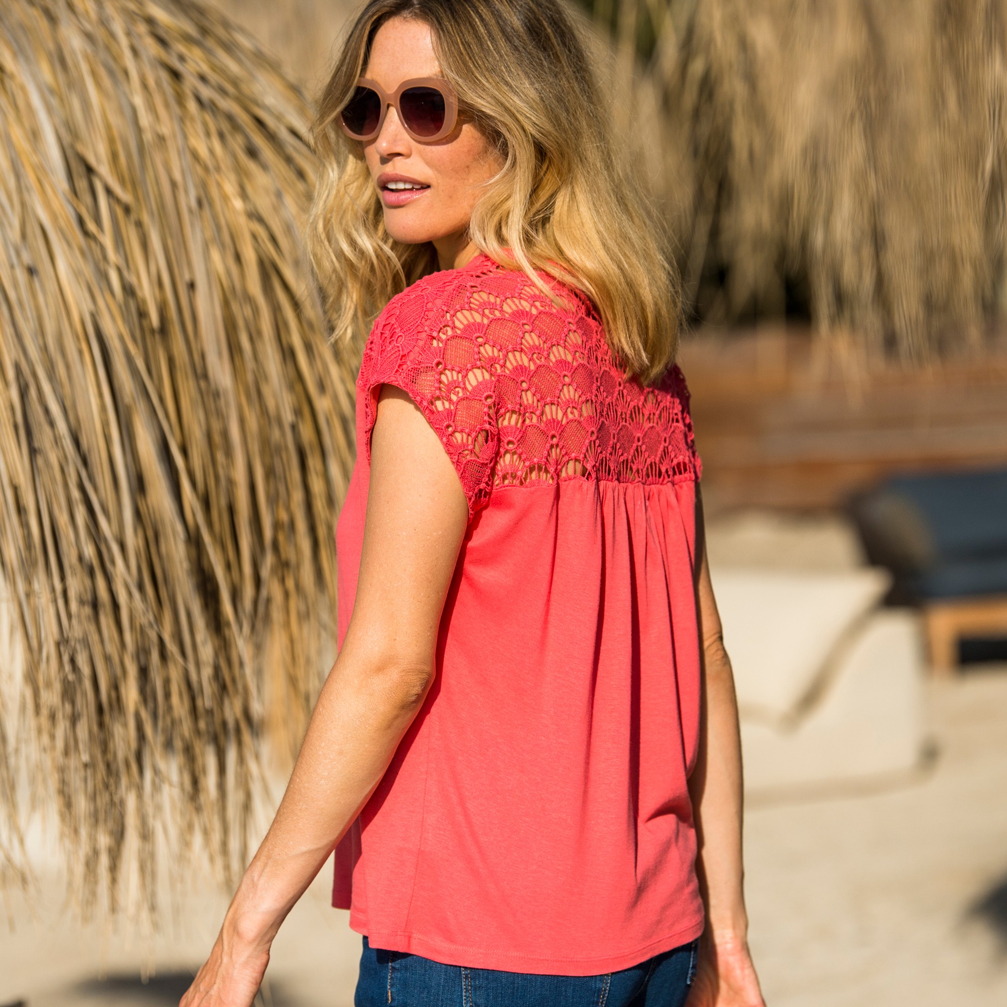 T-shirt Boite Uni Macramé - Blancheporte