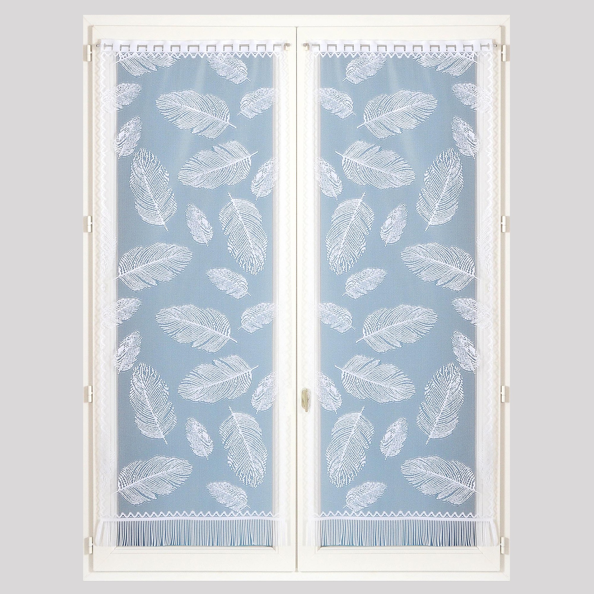 Vitrages Droits Motifs Plumes Finition Passe-tringle - Paire - Blancheporte