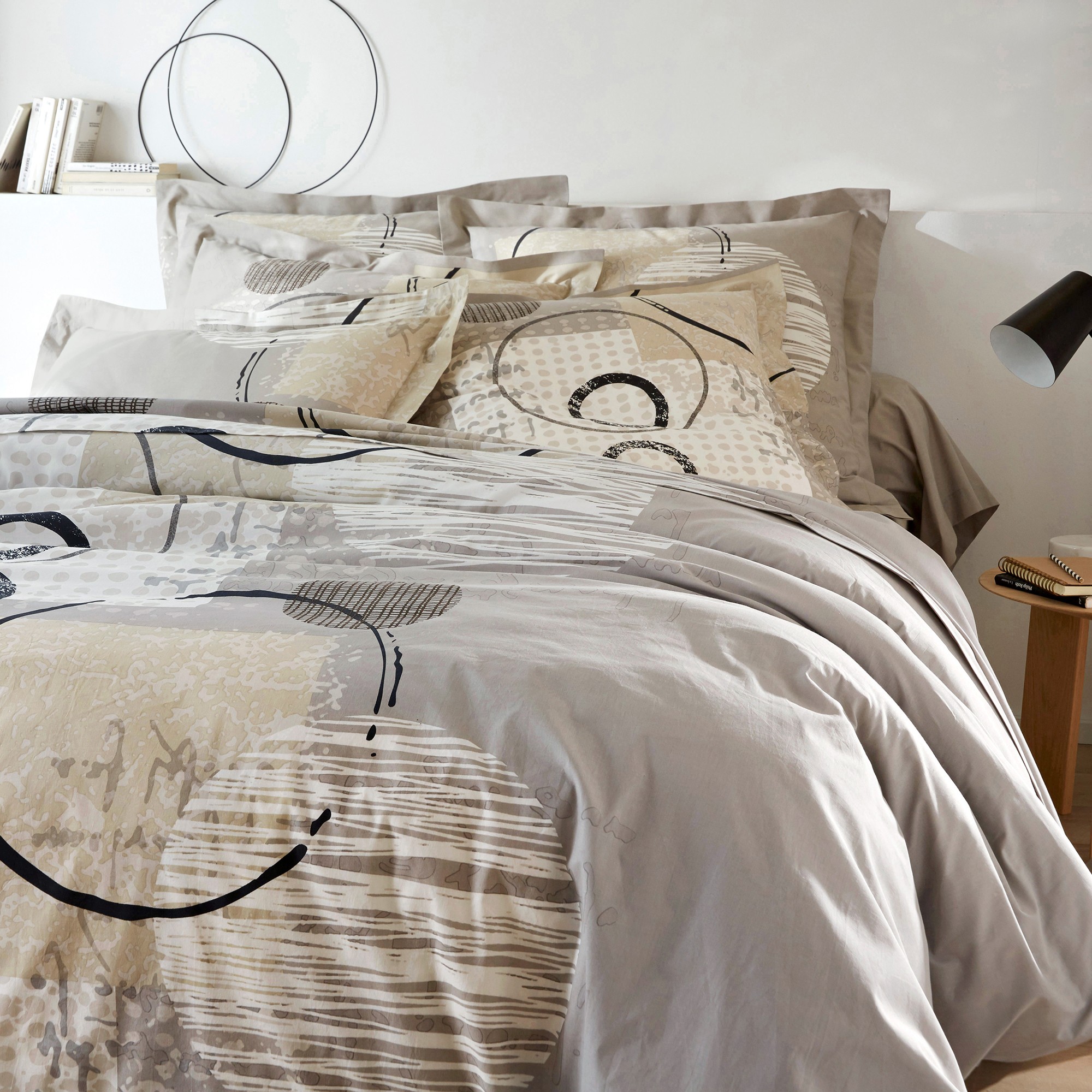 Linge de lit Diane - coton - Drap Plat 2 Personnesonnes : 270x300cm - Taupe - Colombine