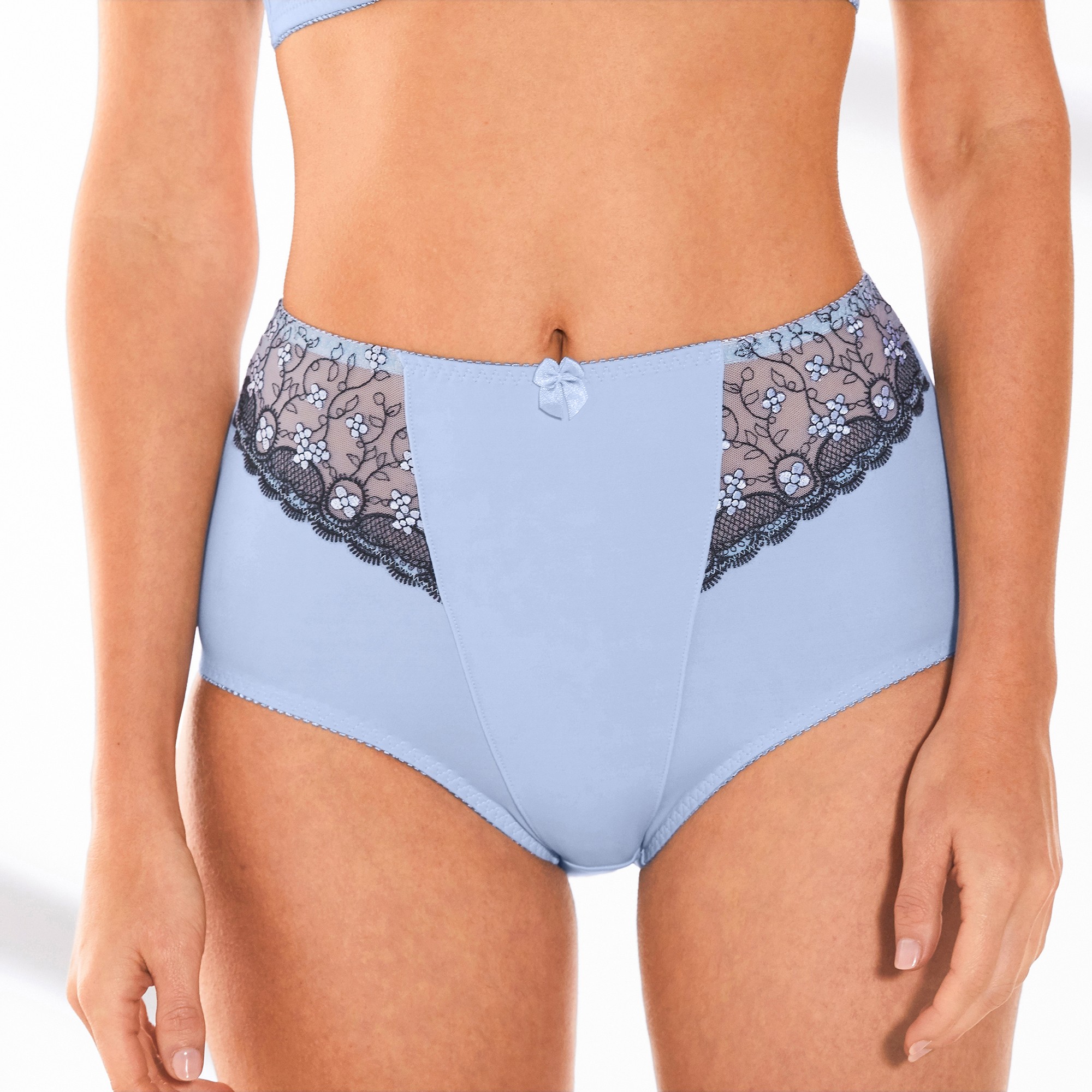 Gainette microfibre tulle brodé Caminata - 42/44 - Bleu - Confidence Lingerie