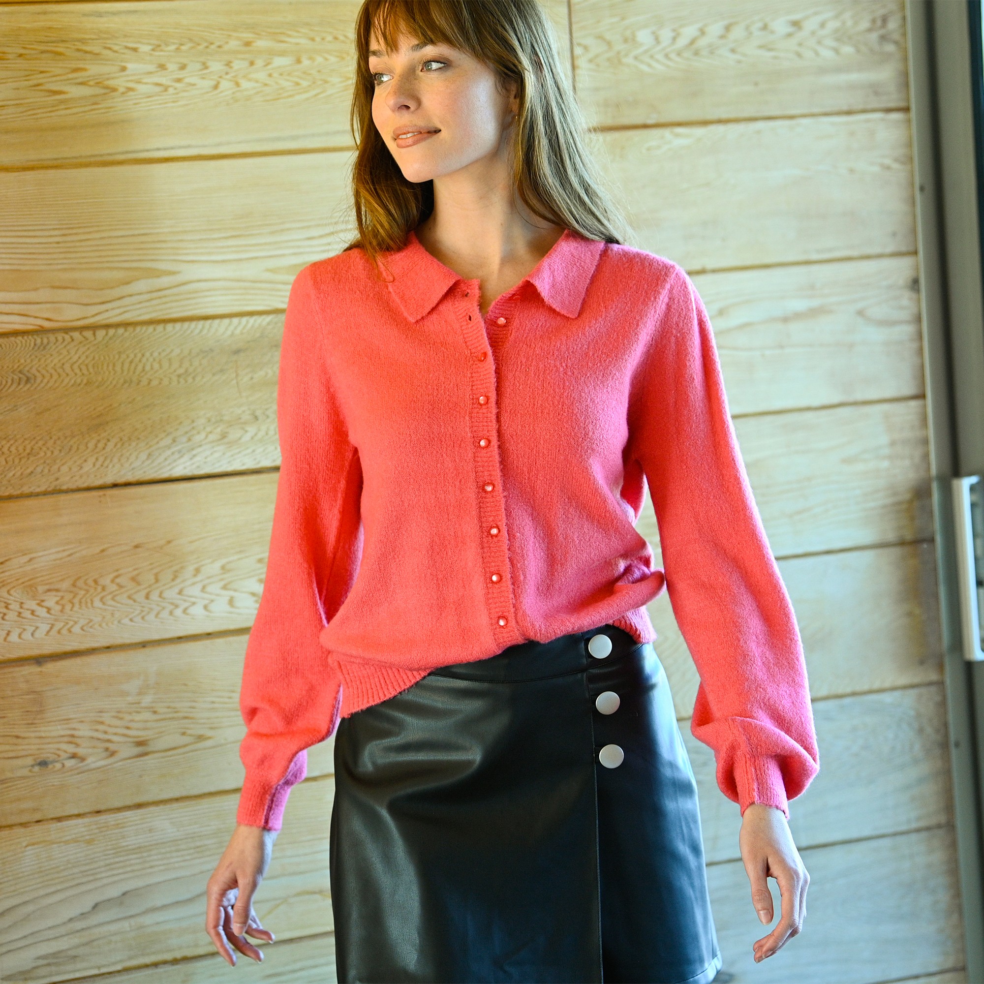 Jupe short effet portefeuille aspect cuir 1 noir Blancheporte