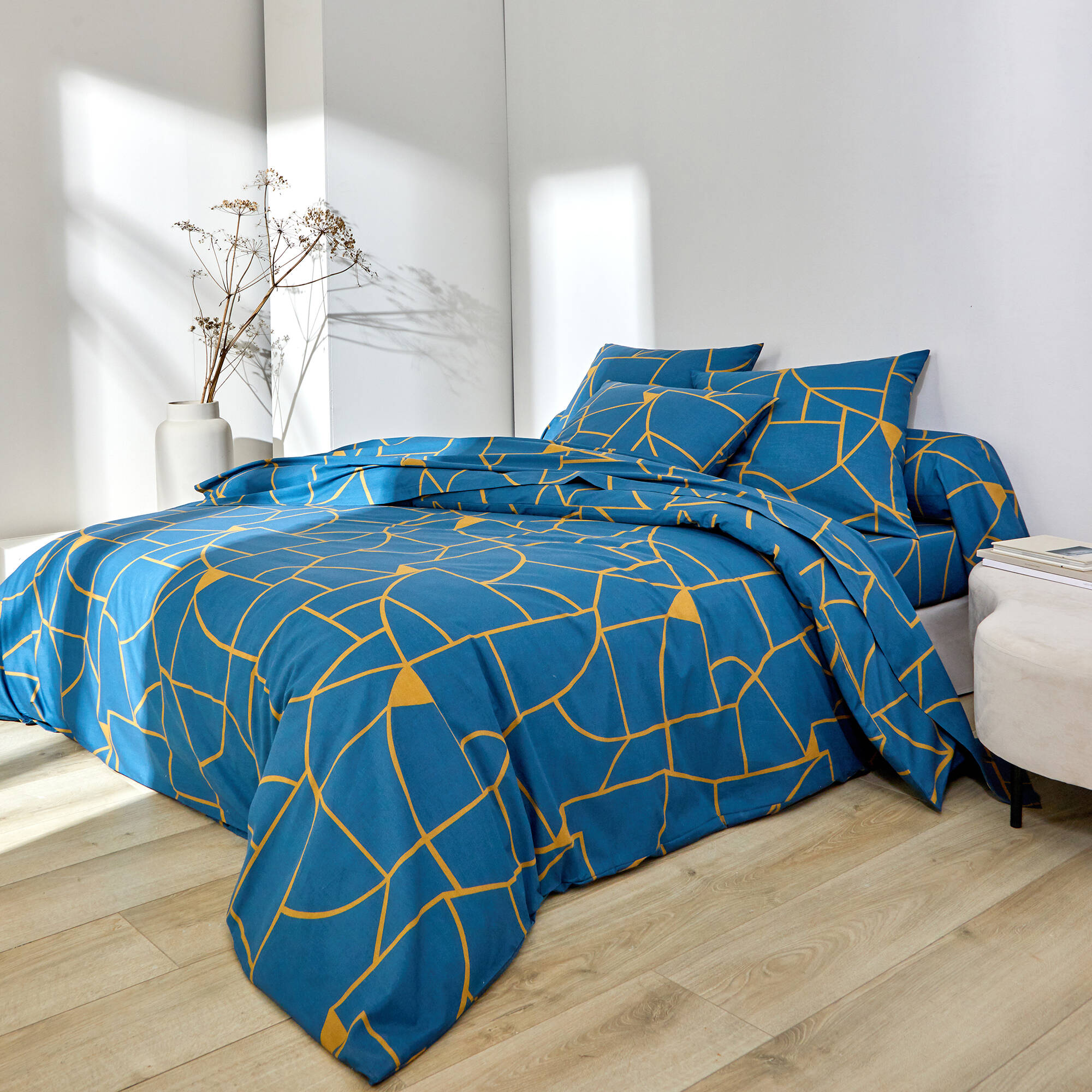 Linge de lit Geoffroy en coton à motifs graphiques - Blancheporte