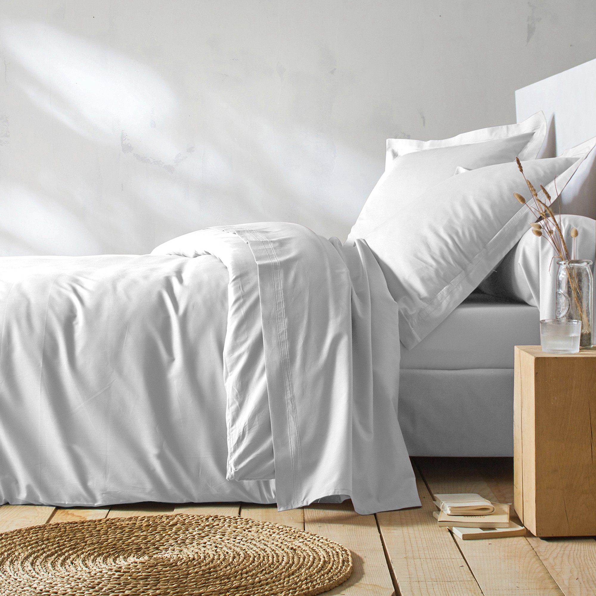 Linge de lit uni percale - Taie De Traversin 86x190cm - Blanc - Colombine