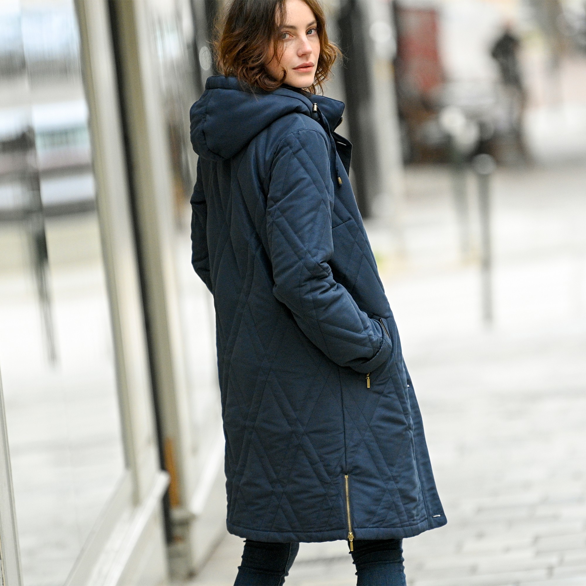 Parka matelass e microfibre marine Blancheporte