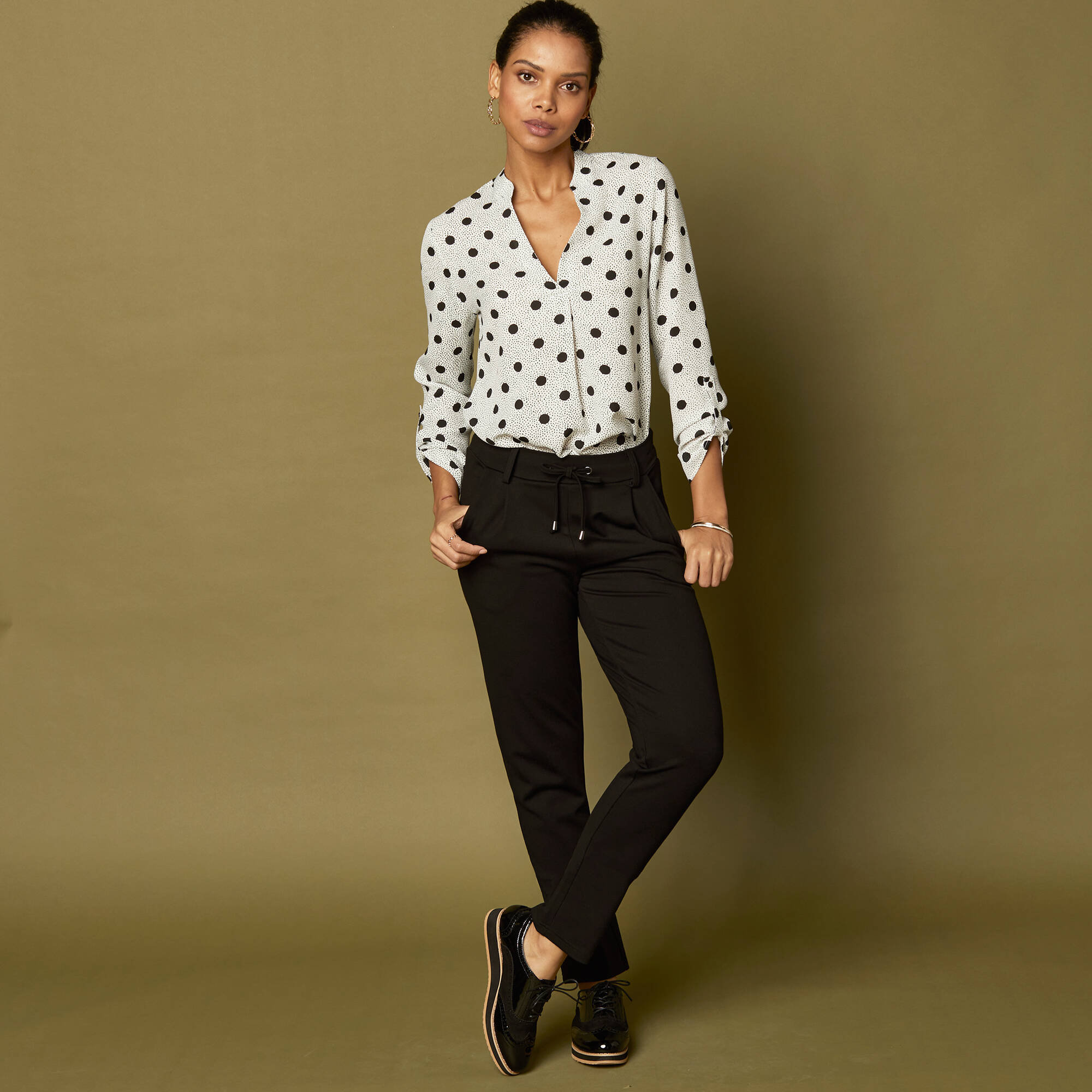 Pantalon chino uni, maille milano, noir Blancheporte