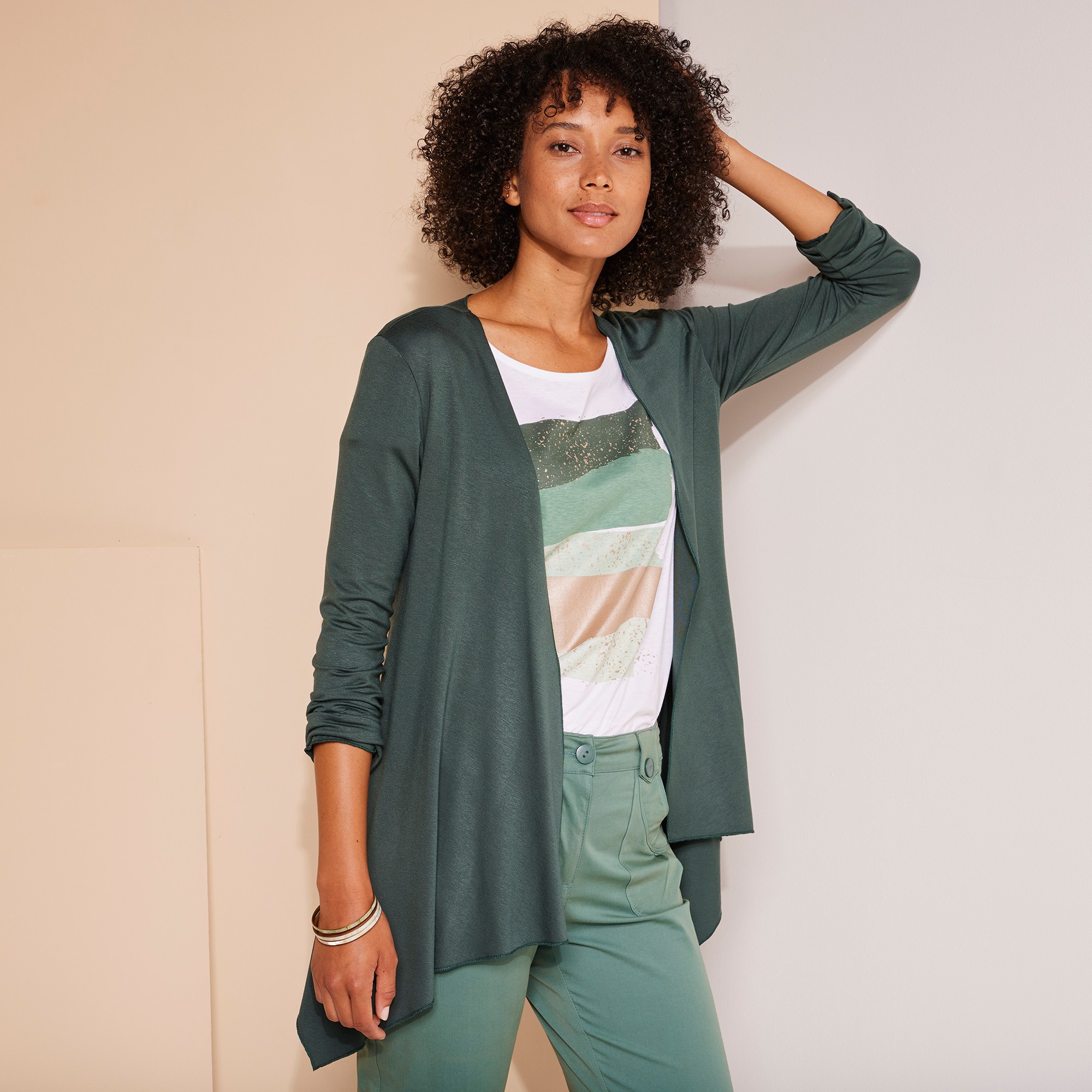 Gilet À Pans Manches Longues, Maille Fluide - Blancheporte