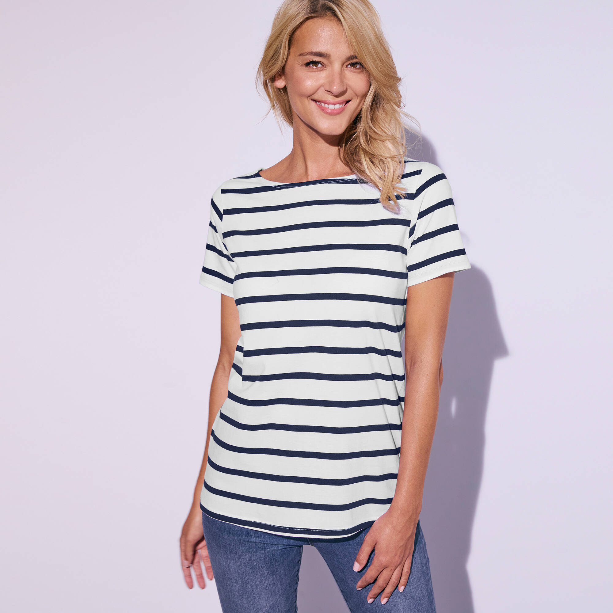 Tee-shirt Marin Breton Rayé Blanche Porte - Taille 38/40 - Neuf Avec Petits Défauts