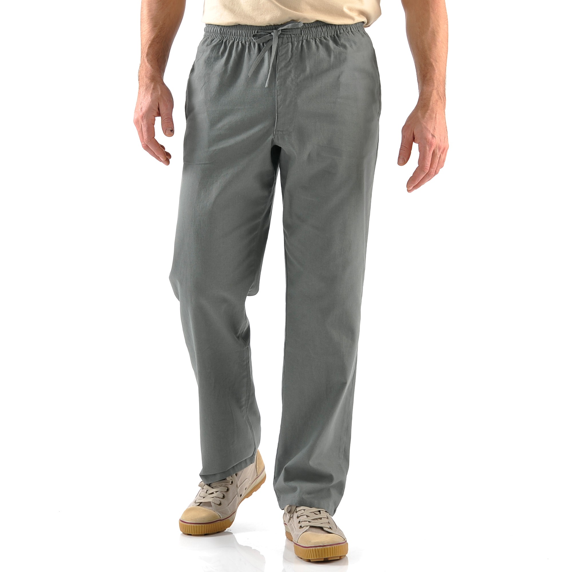 Pantalon toile taille élastiquée, gris Blancheporte
