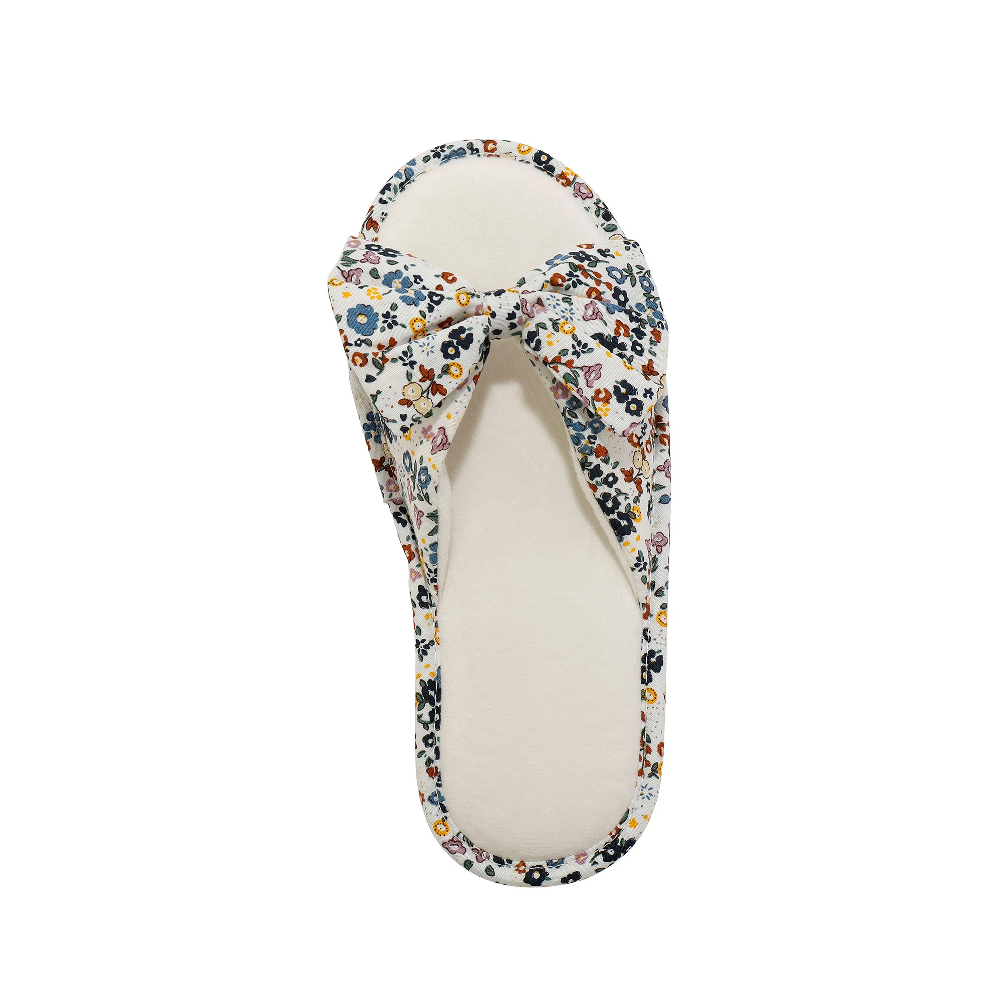 Mules Plates À Noeud Bout Ouvert Imprimées Fleurs - Blancheporte