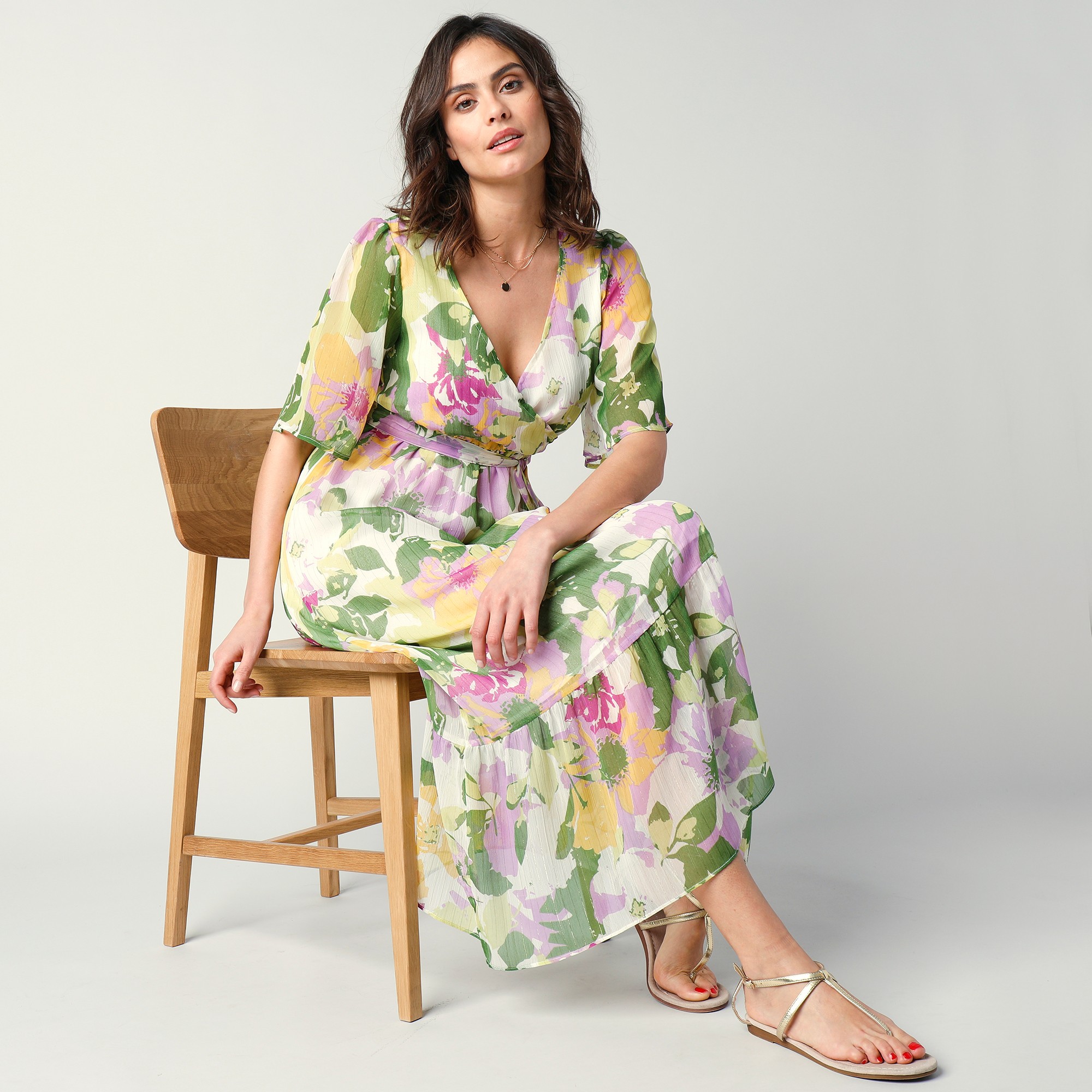 Robe Longue Effet Cache-coeur, Imprimé Floral Xxl - Blancheporte