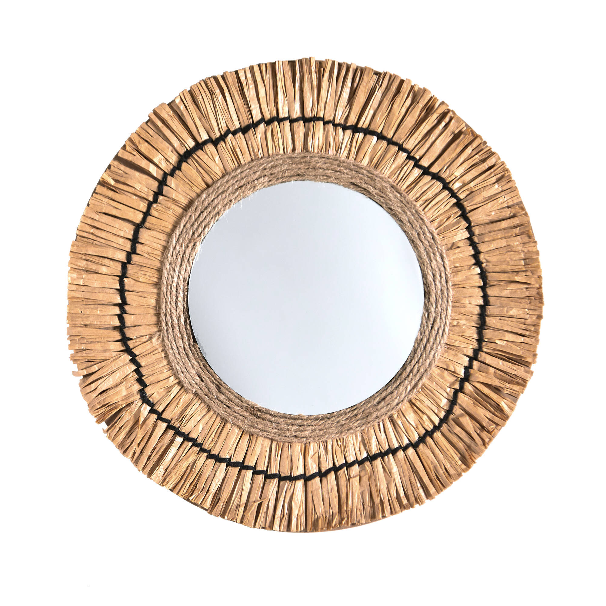 Miroir mural rond effet raphia - Blancheporte
