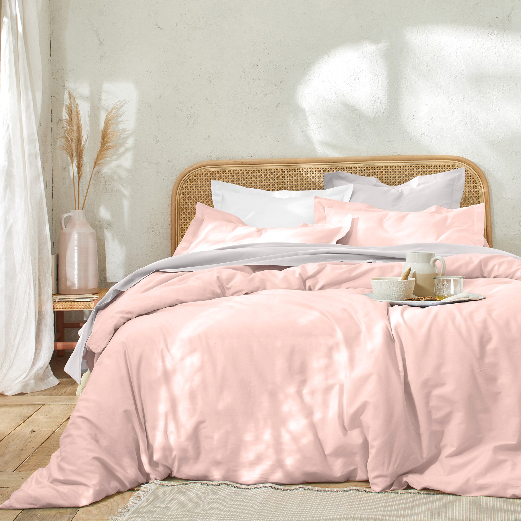 Linge de lit uni coton - Taie De Traversin 86x190cm - Rose - Colombine