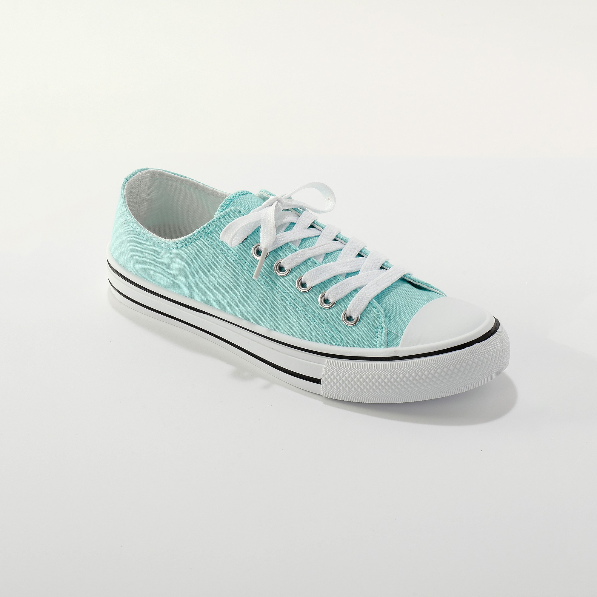 Tennis Toile Lacées Souples Bout Caoutchouc - Couleur Acidulée - Blancheporte