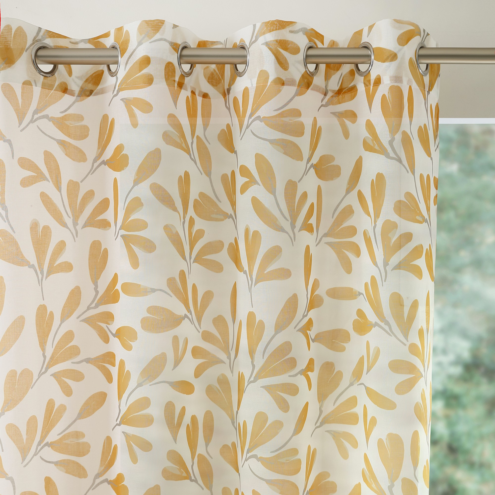 Panneau Voilage Motif Feuilles - Finition Œillets - Blancheporte