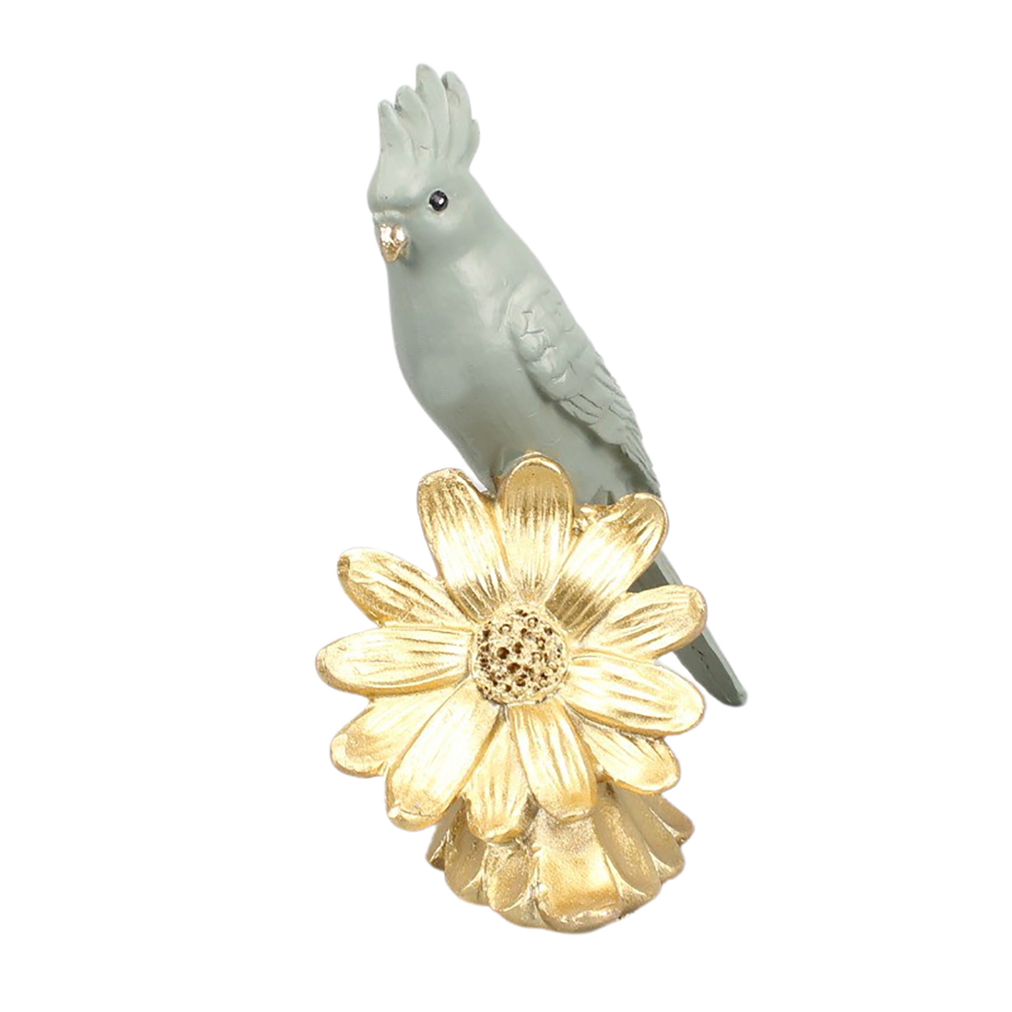 Statuette Perroquet Sur Fleur Dorée - Blancheporte
