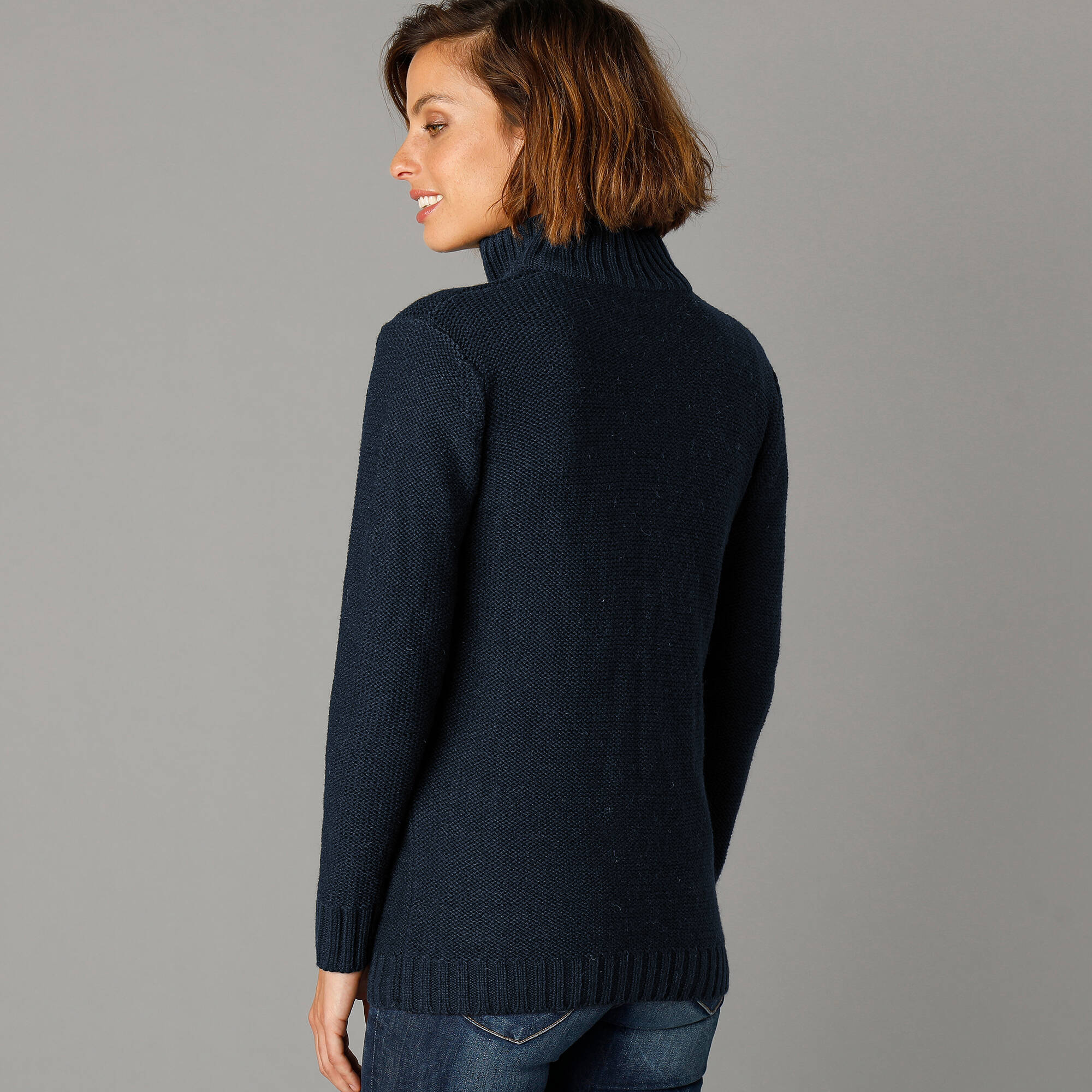 Gilet zippe 30 laine marine Blancheporte