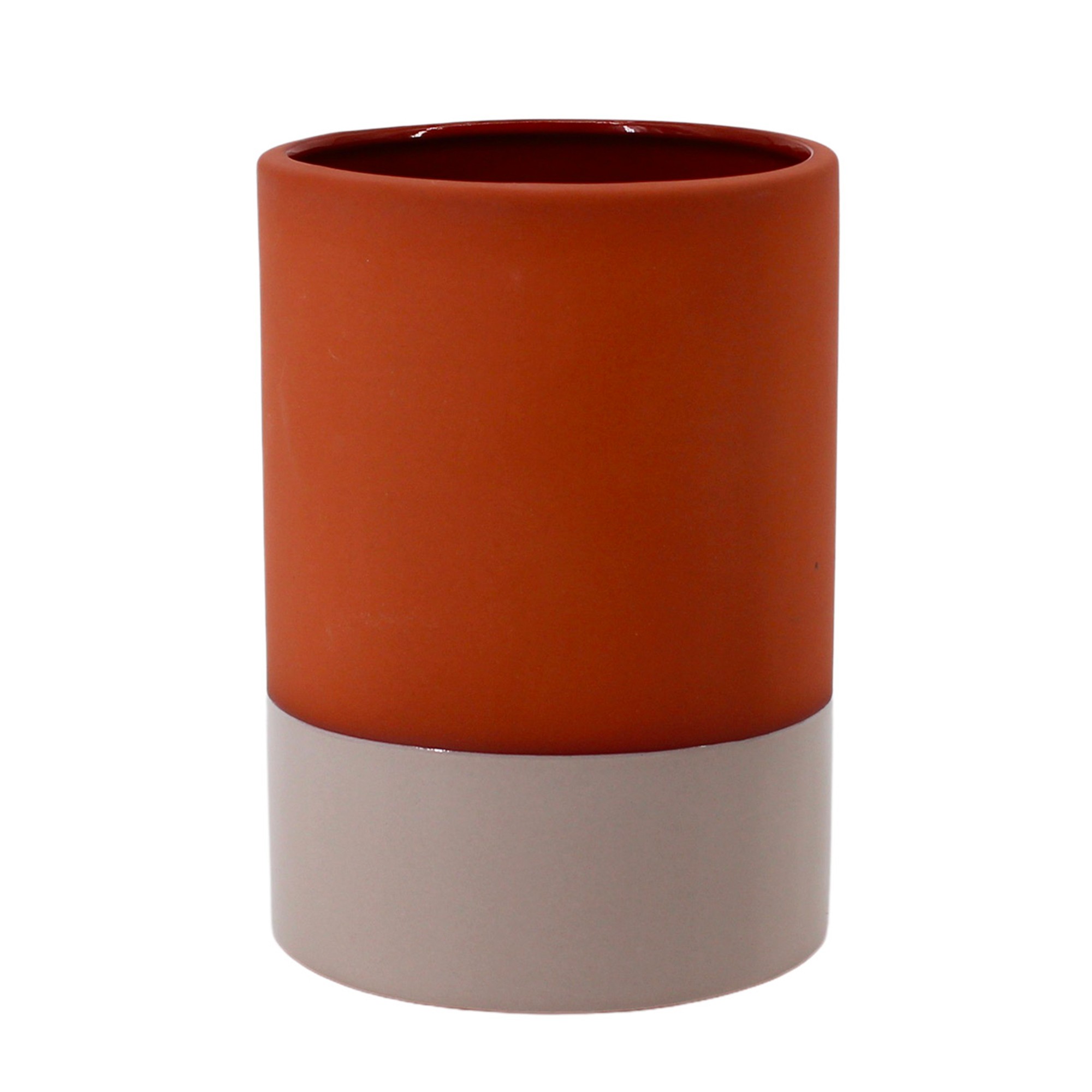 Vase Cylindrique En Céramique, Bicolore - Hauteur 17 Cm - Blancheporte