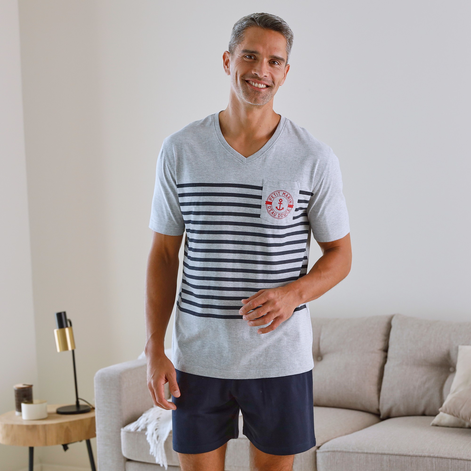 Pyjama Short Col V À Message - Blancheporte