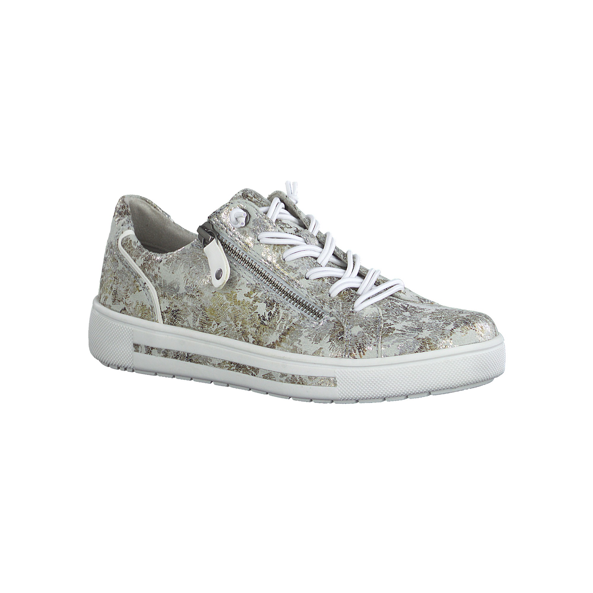 Baskets zippées imprimé fleurs - grande largeur - 39 - Gris - Jana