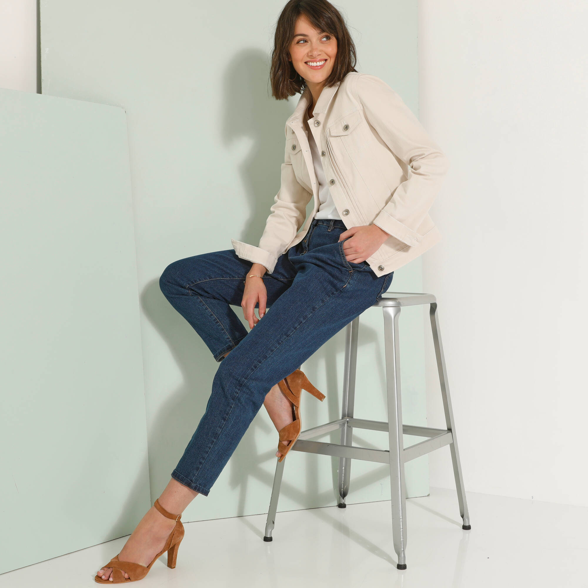 Veste boutonne plis fantaisie - Blancheporte 69$